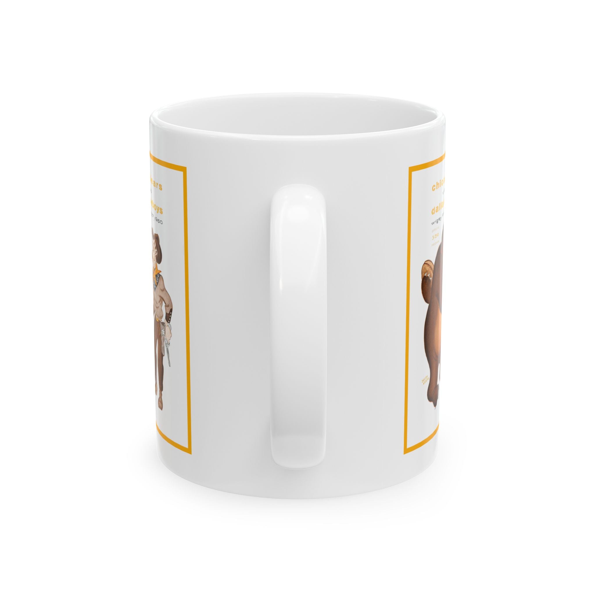 Football Bears Cowboys Ceramic Mug, 1960 Vintage Sports Fans Gift, Coffee Cup, Tea Mug, Team Spirit, Sports Memorabilia