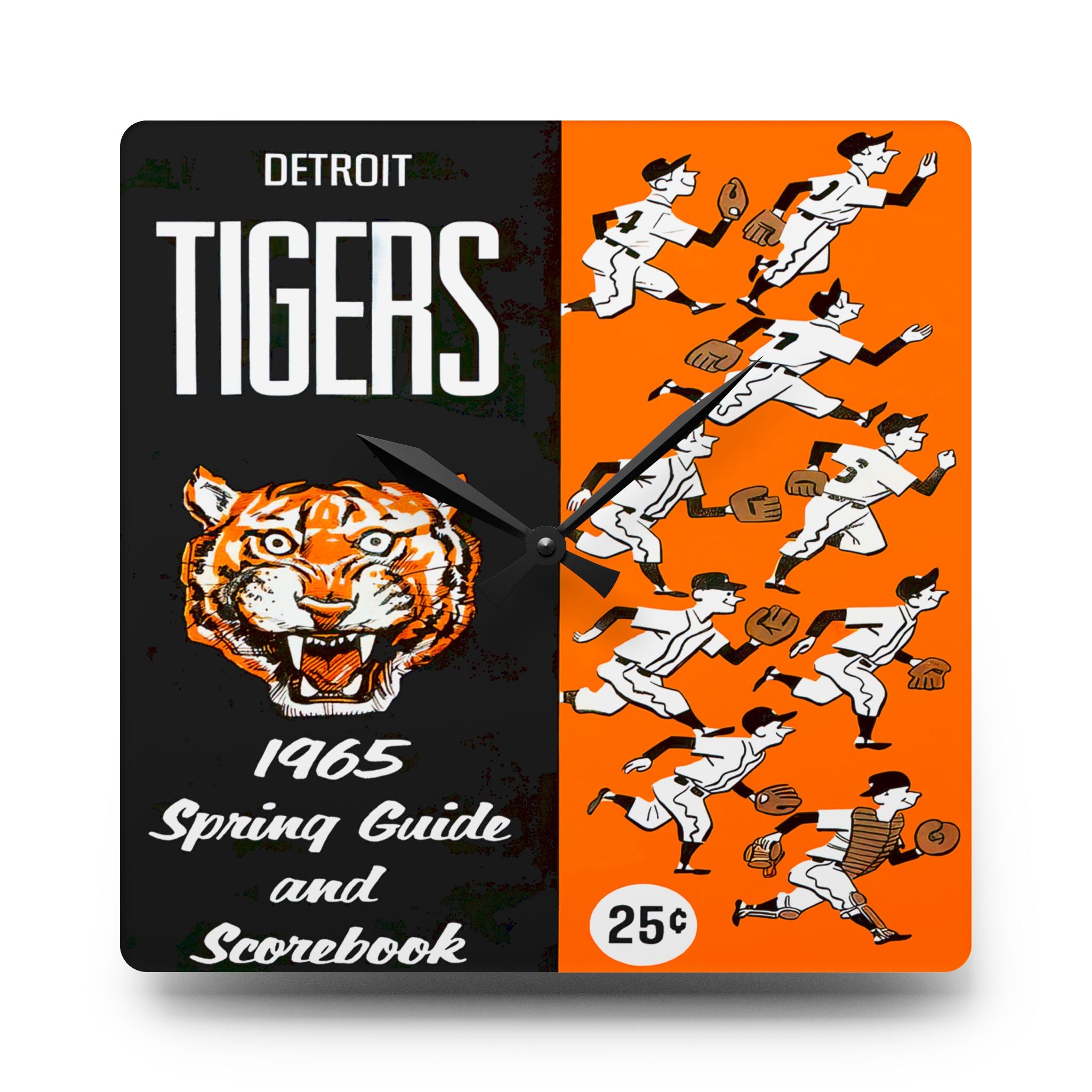 1965 Vintage Detroit Tigers Spring Guide Scorecard Cover - Acrylic Wall Clock