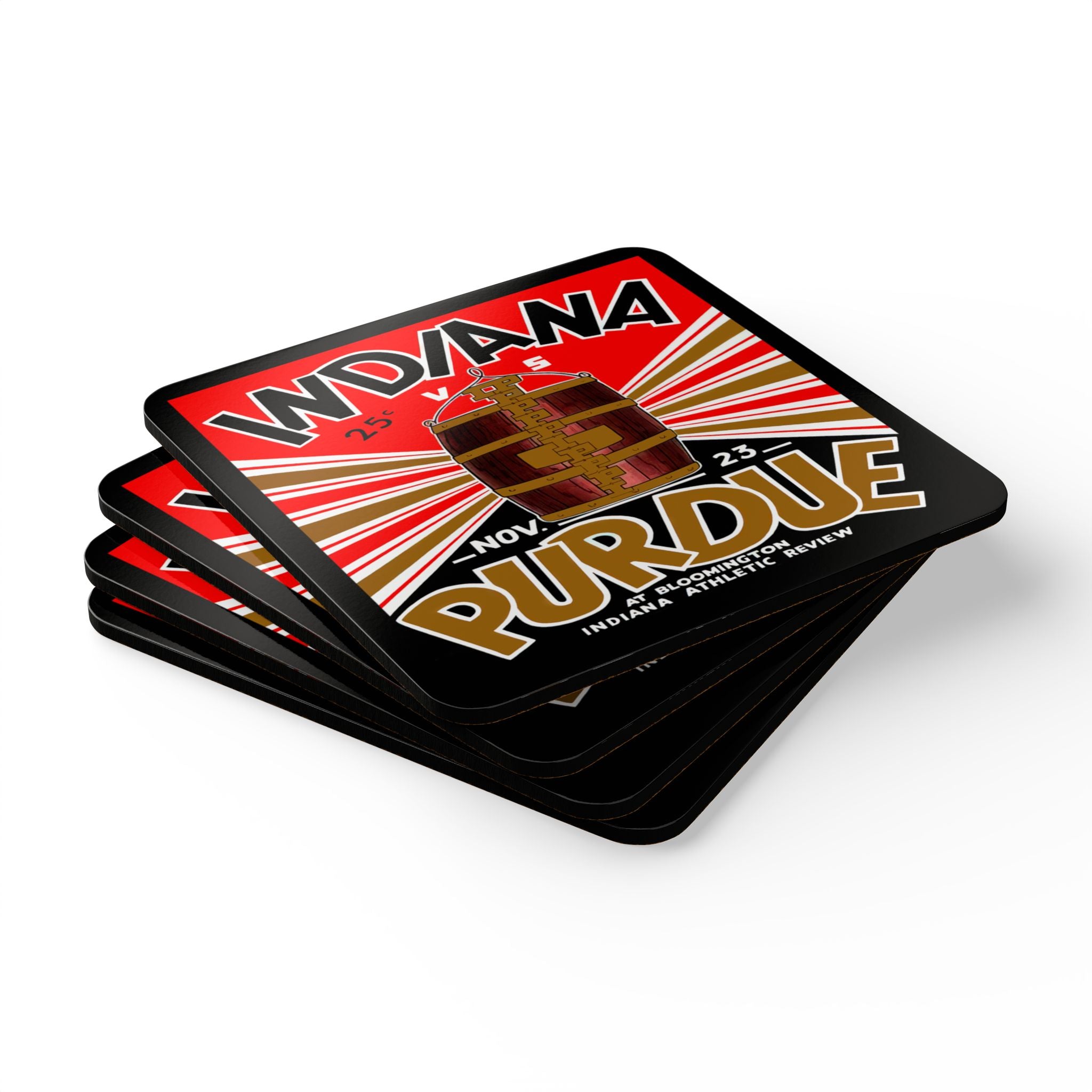 1935 Vintage Indiana - Purdue Football Program Cover- Corkwood Coaster Set