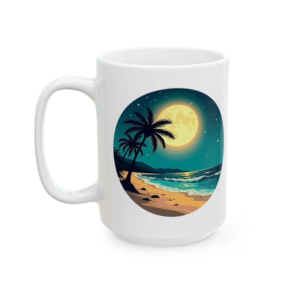 Moonlight Hawaii Ceramic Mug - Tropical Island Coffee Cup, Aloha Tea Mug, Hawaiian Gift, Beach Lover Souvenir, Summer Vacation Drinkware