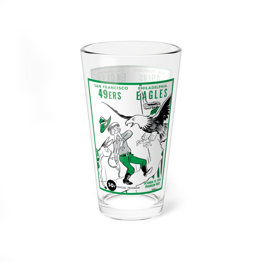 Mixing Glass, Vintage 1958 Football Philadelphia Eagles San Francisco 49ers, Football Pint Glass, Sports Barware, Football Gift