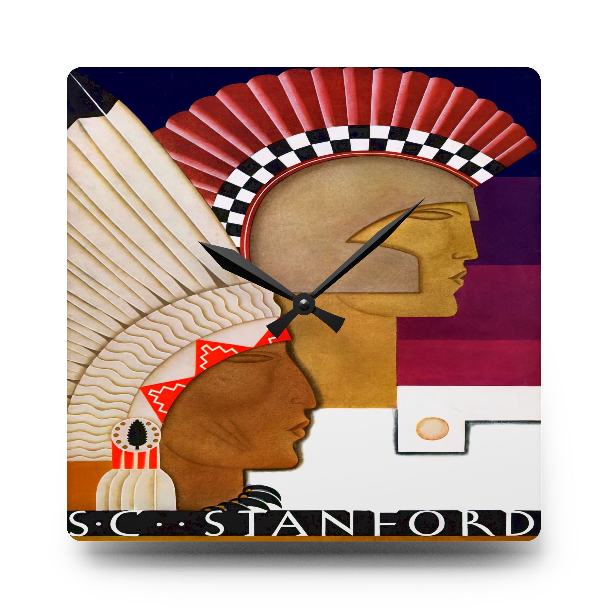 Vintage 1929 Football Stanford-SC Acrylic Wall Clock, Unique Sports Fan Home Decor, Retro College Football Theme Clock, Gift for Football