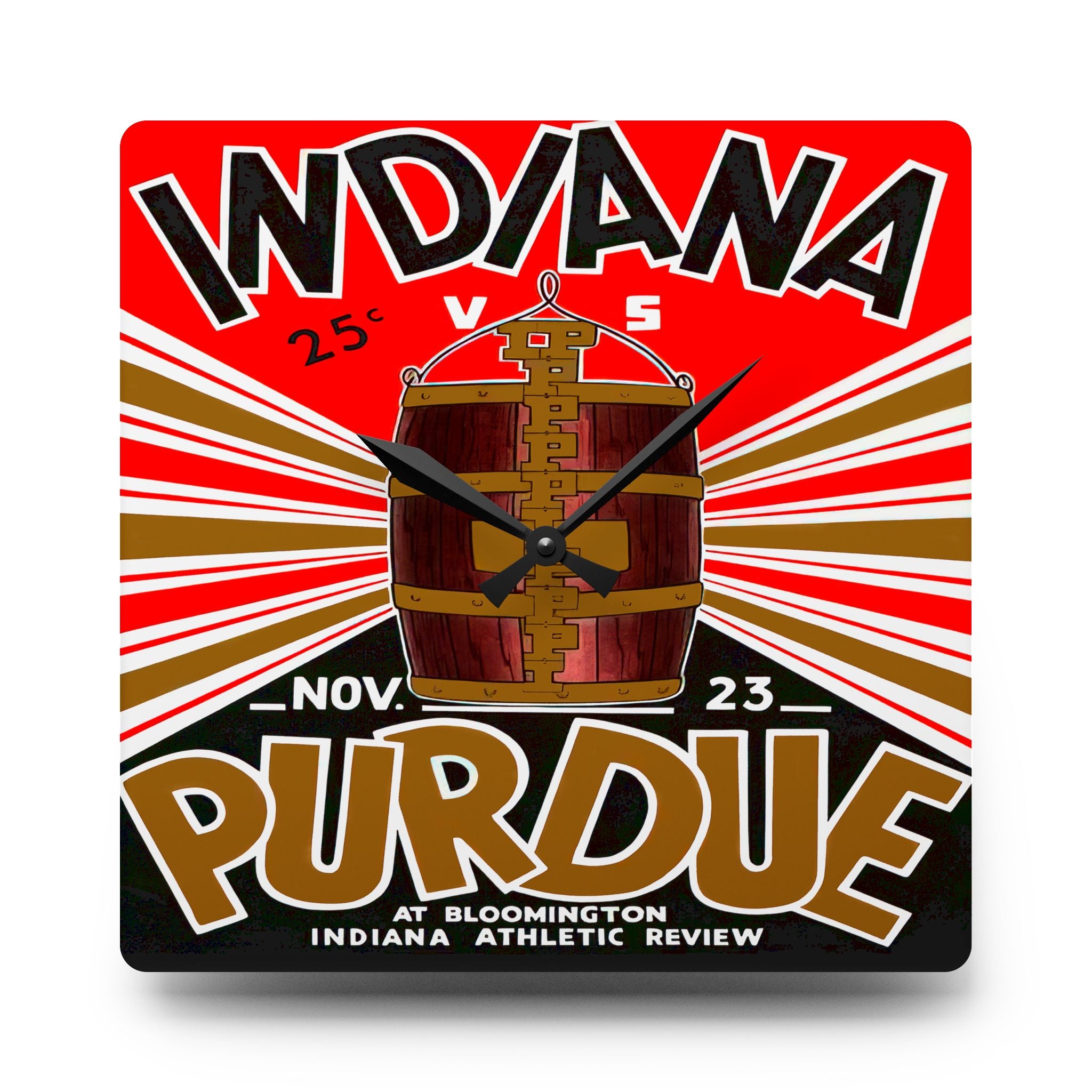 1935 Vintage Indiana - Purdue Football Program Cover - Acrylic Wall Clock