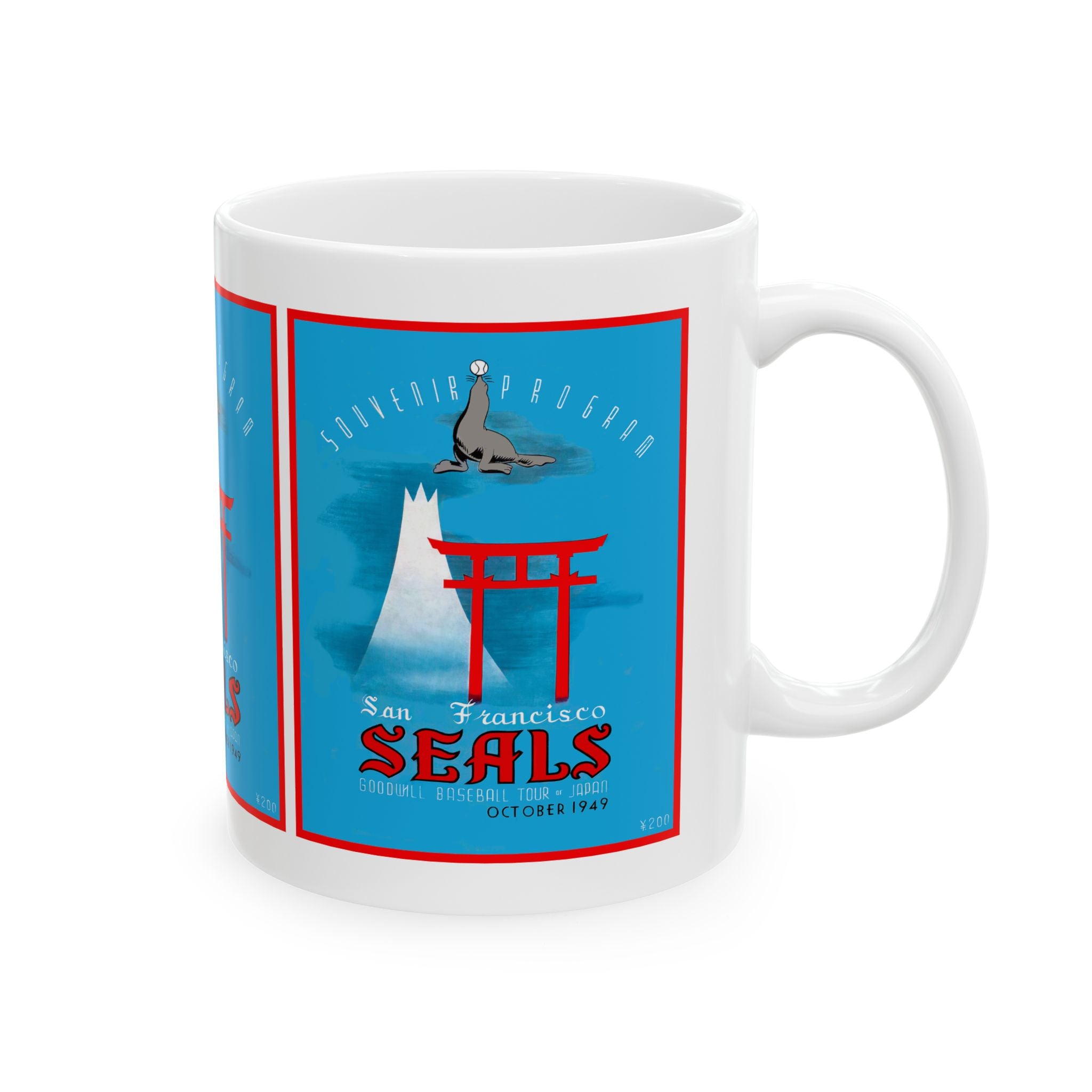 Ceramic Mug, 1949 Baseball San Francisco Seals Japan Tour, Vintage Sports Lover Gift, Baseball Fan Mug, Coffee Cup, Gift for Him, Retro