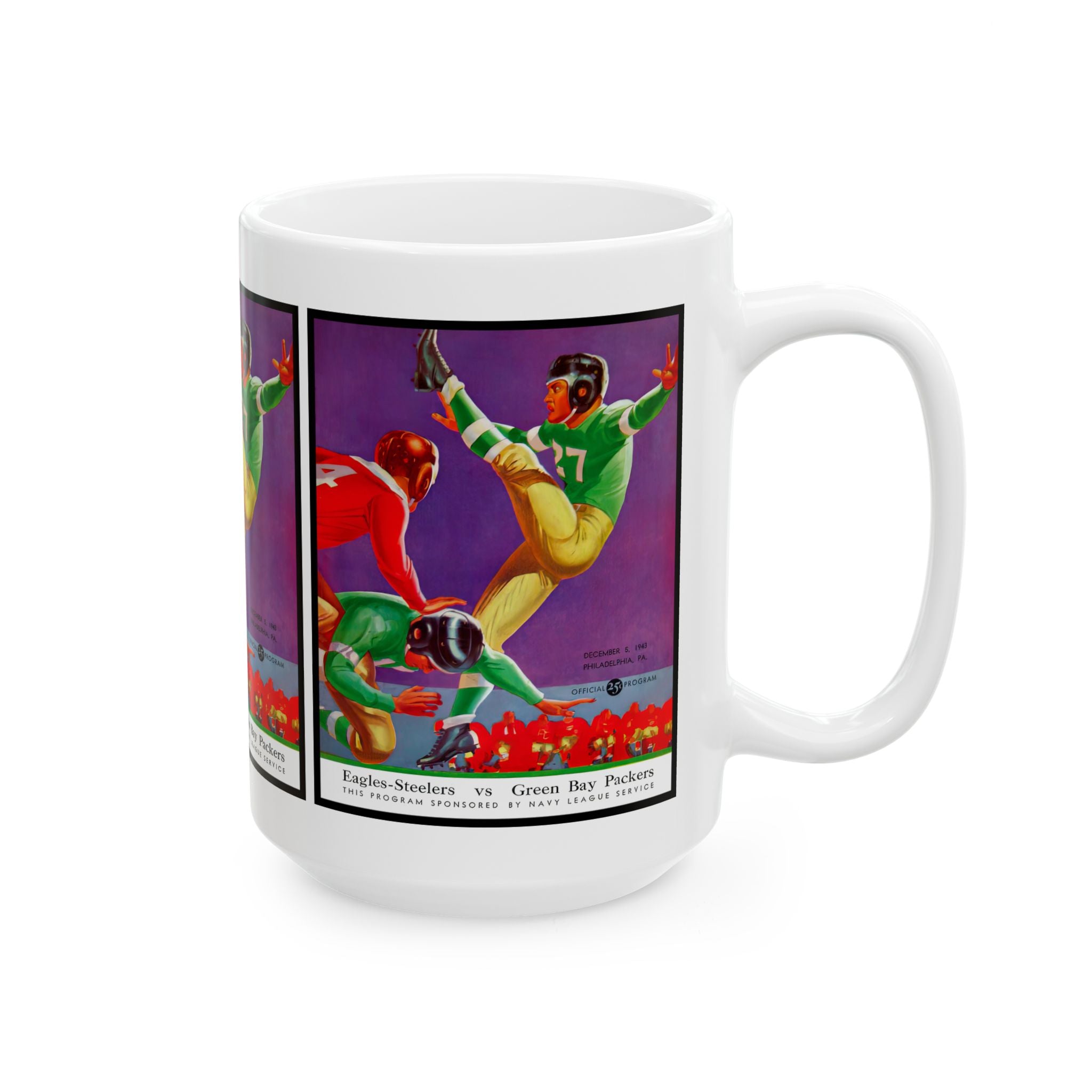 1943 (Steeagles) Eagles-Steelers  vs Green Bay Ceramic Mug — Retro  Football Design (11oz, 15oz)