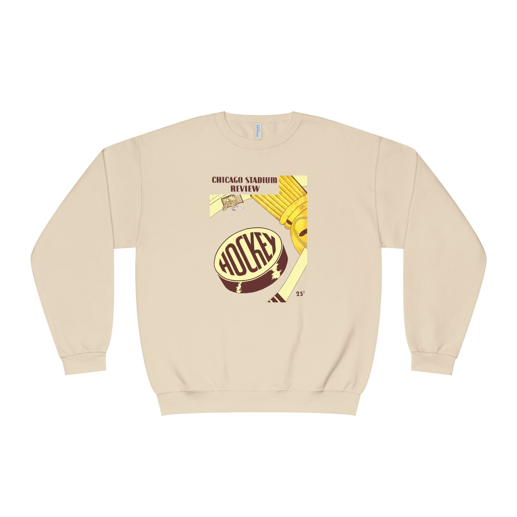 1947-1948 Vintage Chicago Black Hawks Hockey Program Cover  -  NuBlend® Crewneck Sweatshirt