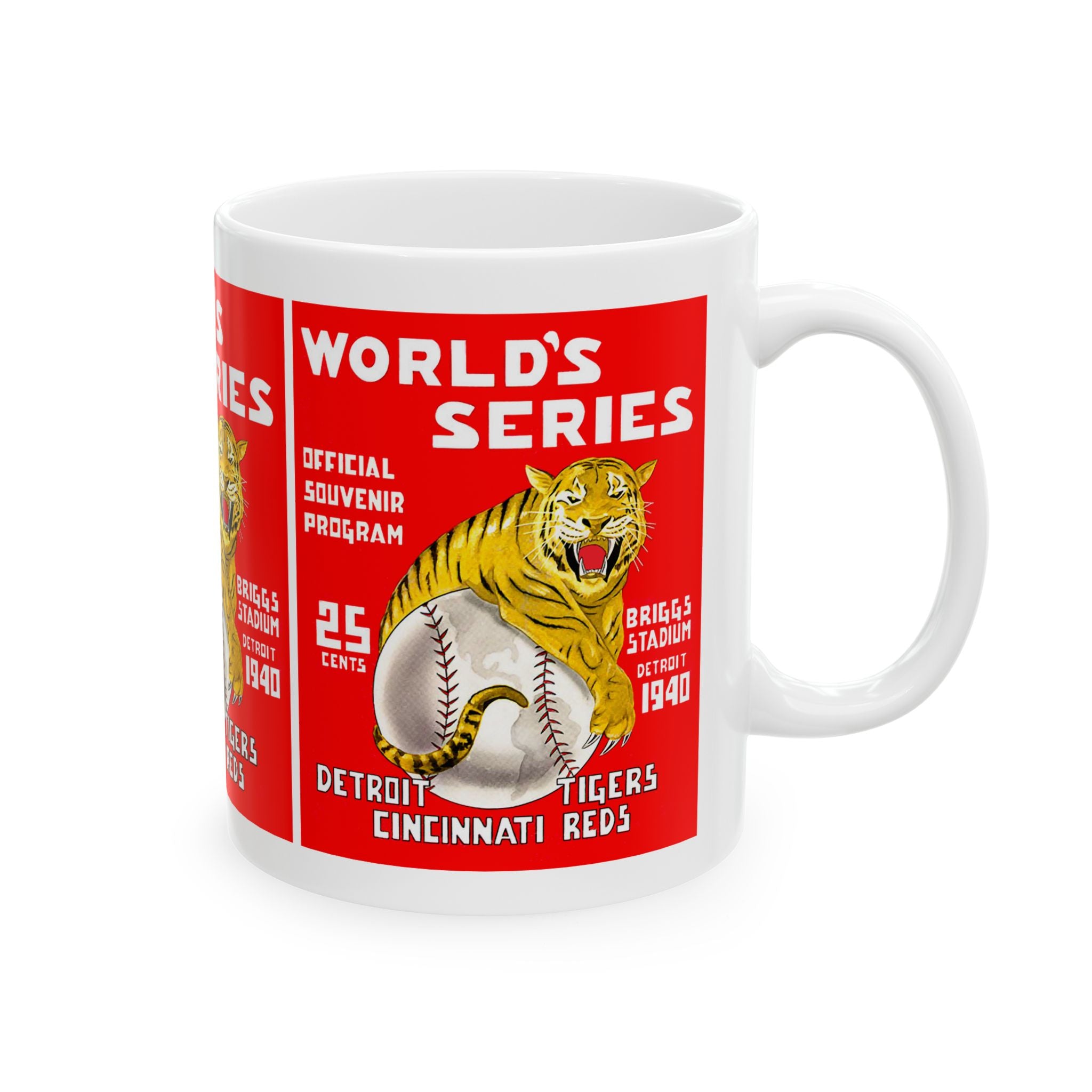 Baseball World Series Ceramic Mug, 1940 Detroit Tigers vs Cincinnati Reds Gift, Sports Fan Coffee Cup, Baseball Memorabilia, 11oz 15oz
