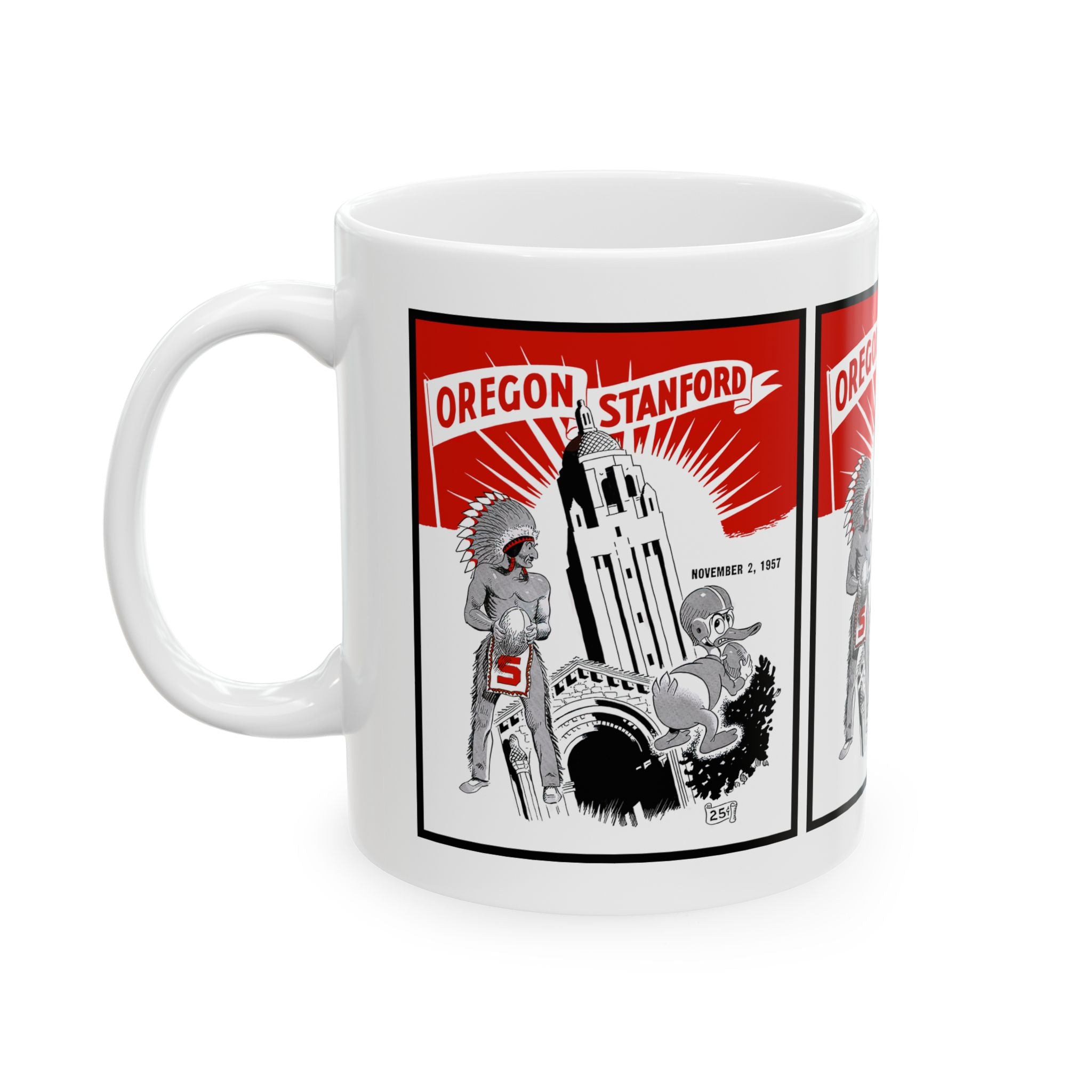 Vintage 1957 Oregon Stanford Football Ceramic Mug, Sports Fan Gift, College Football Memorabilia, Retro Coffee Cup, Football Enthusiast
