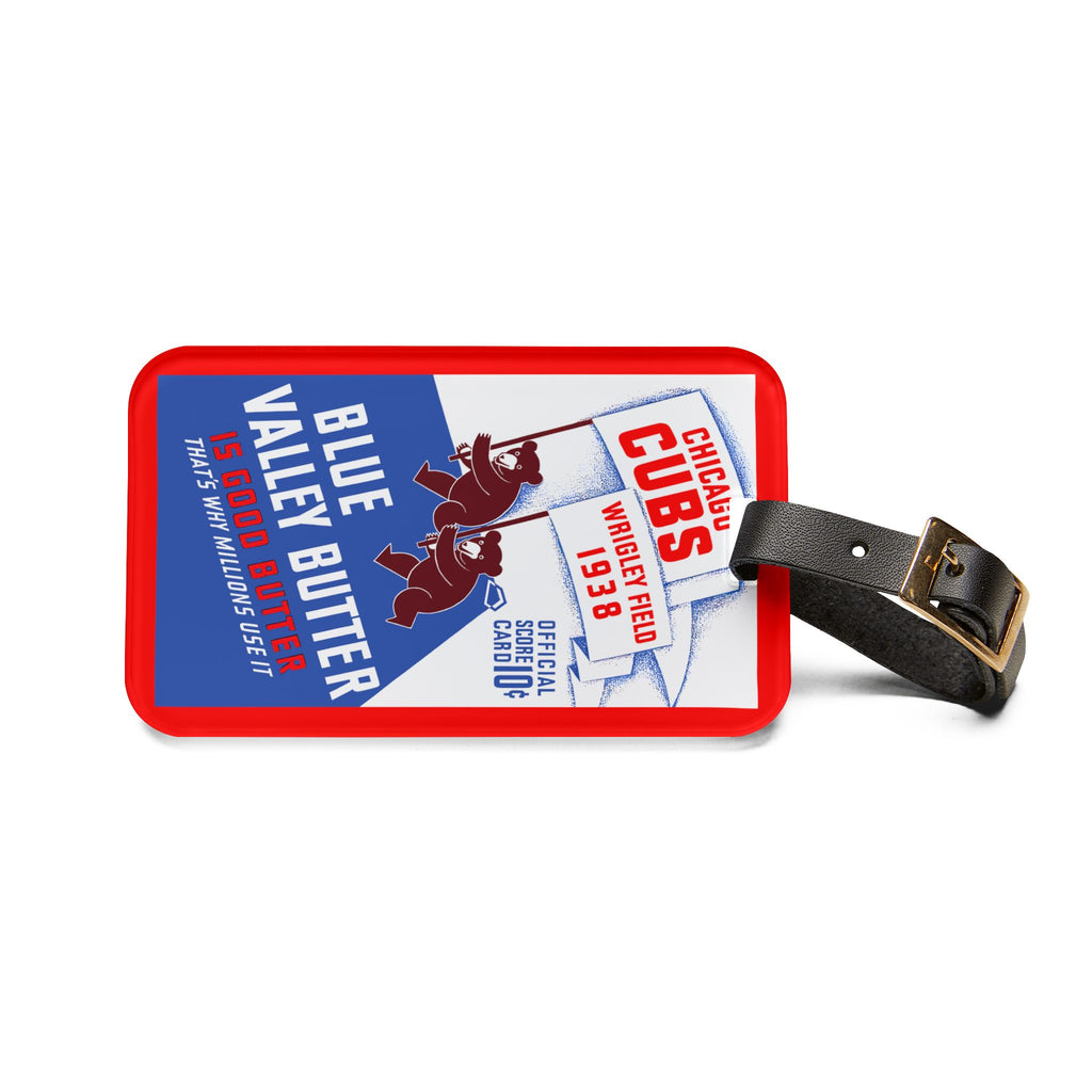 1938 Chicago Cubs 'Blue Valley Butter' Baseball Luggage Tag