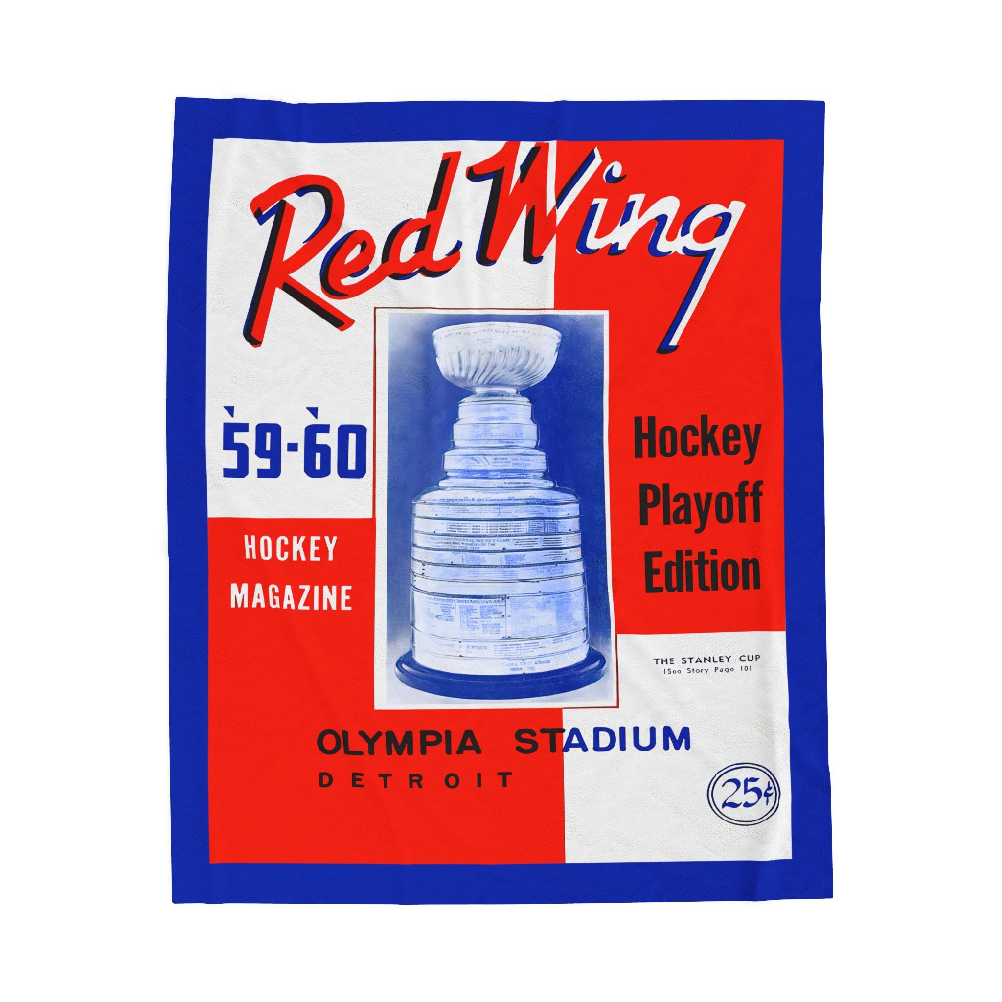 Velveteen Plush Blanket, Vintage Detroit Red Wings Hockey Program Cover Throw, Red Wings Fan Gift, Cozy Blanket, Home Decor, Hockey Fan Gift