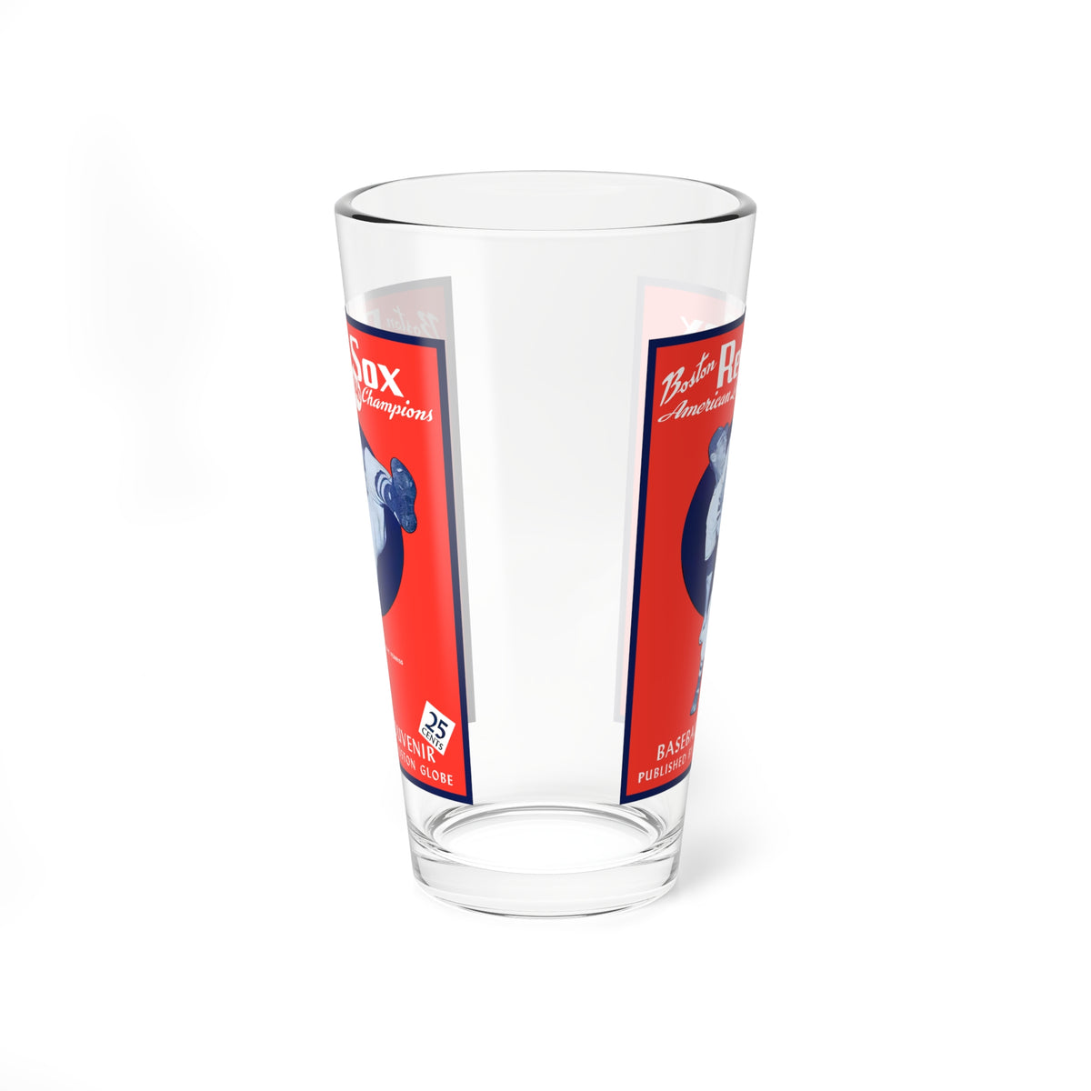 1946 Boston Red Sox Vintage Program Cover  16oz Mixing Glass — Baseball Souvenir Pint