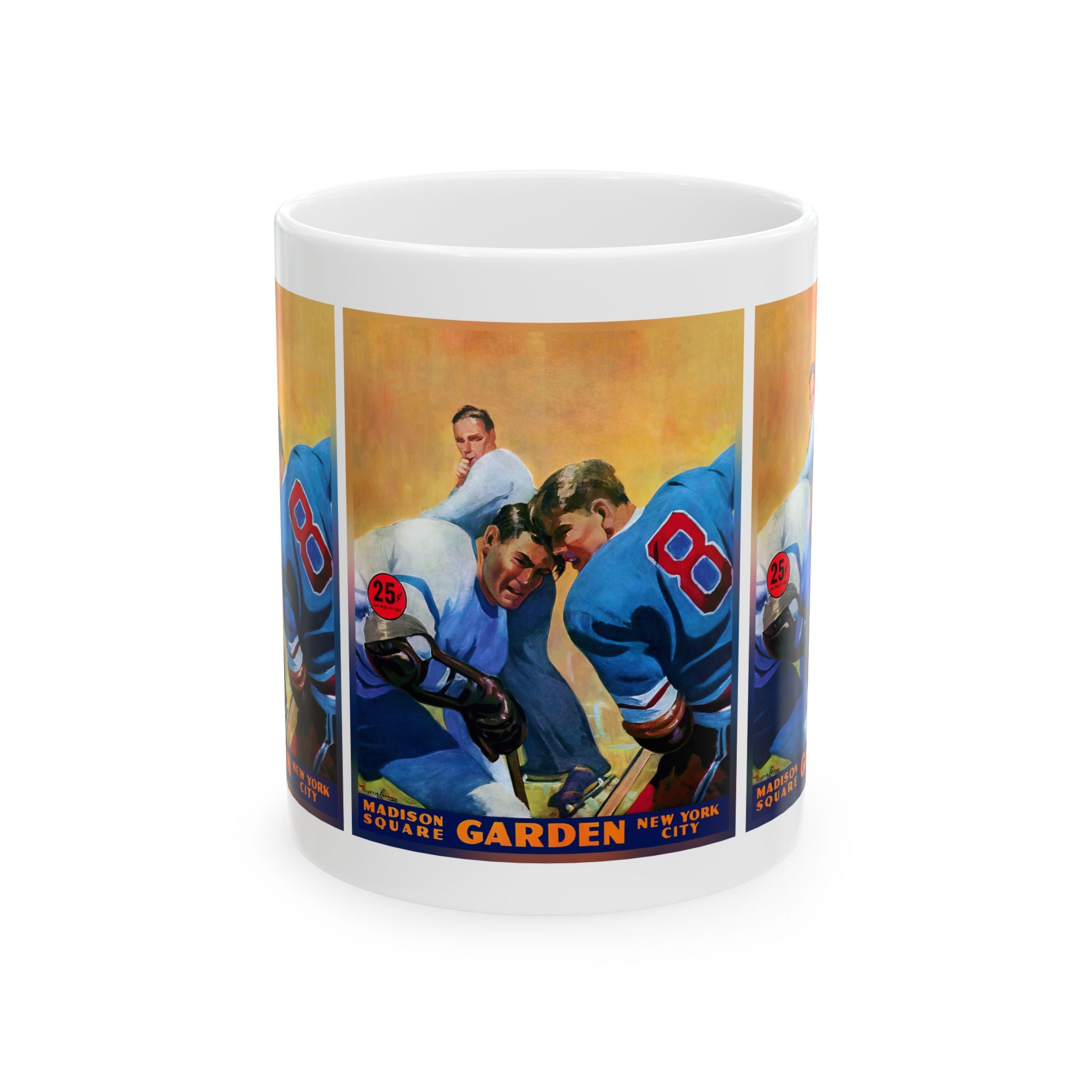 Vintage New York Rangers Hockey Ceramic Mug, Retro Sports Fan Cup, Gift for Hockey Lover, Hockey Memorabilia Drinkware, Sports Fan Gift,