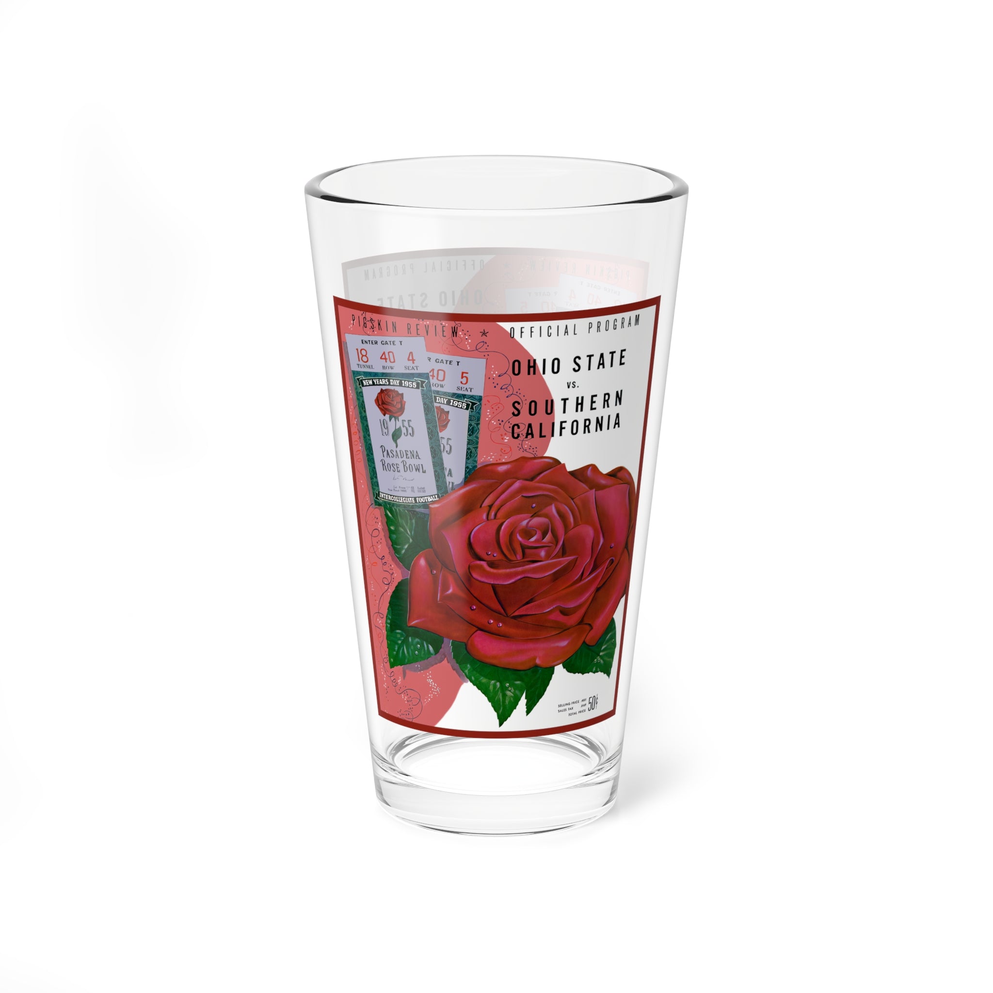 Mixing Glass, 16oz - 1955 Rose Bowl Football Program USC Ohio State