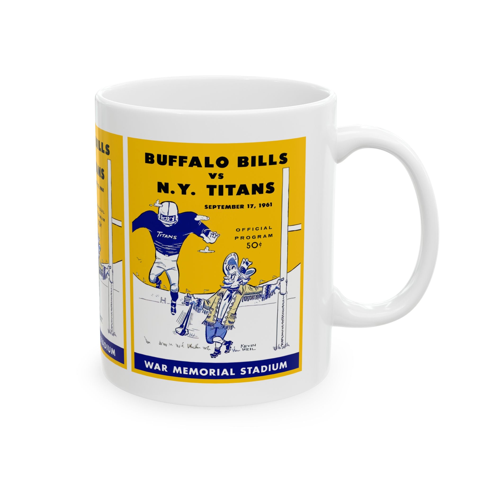 1961 Vintage Buffalo Bills-New York Titans Football Program Cover - Ceramic Mug, 11oz