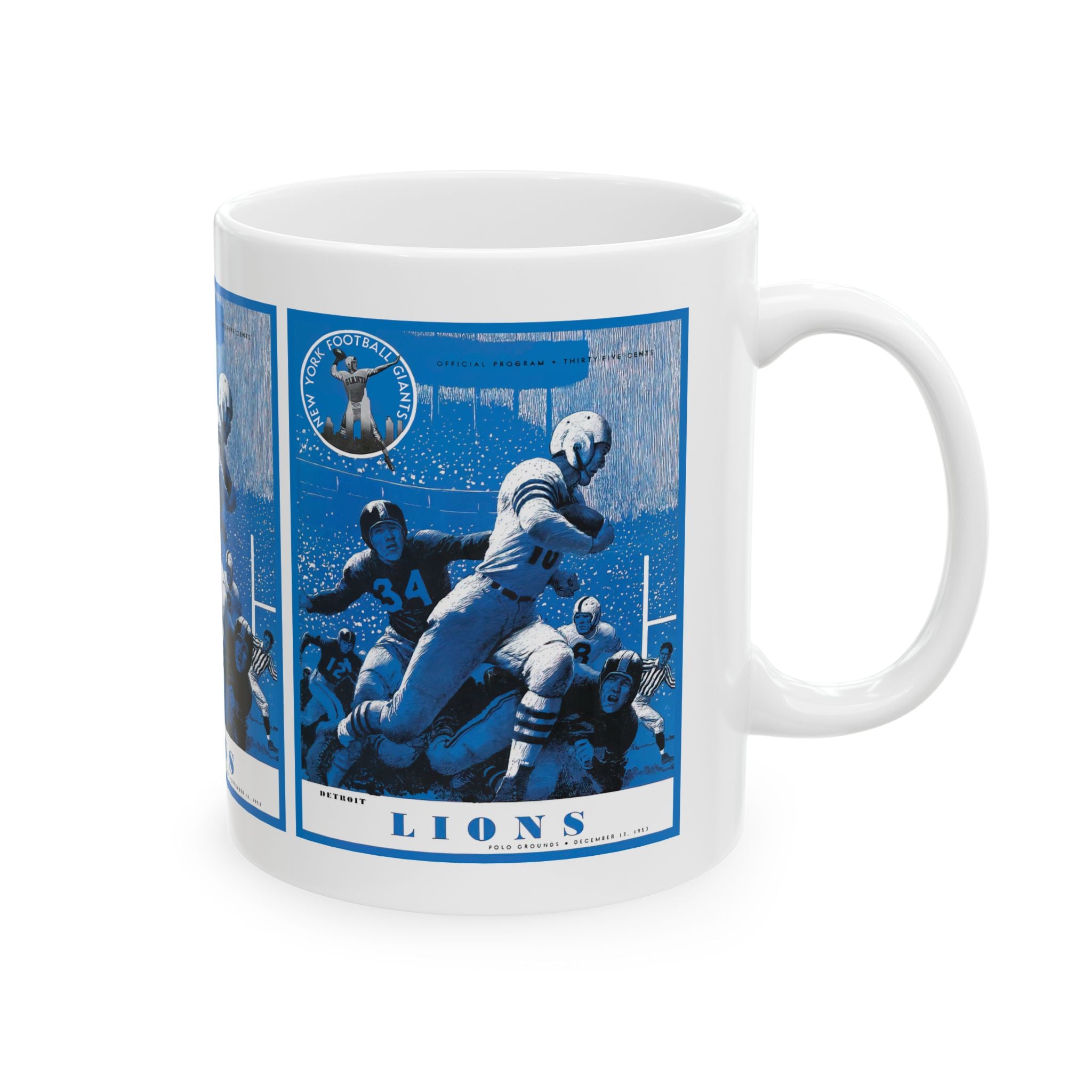 Football Ceramic Mug, Vintage 1953 New York Giants vs Detroit Lions, Sports Fan Gift, Game Day Cup, Tailgating Drinkware, NFL Memorabilia