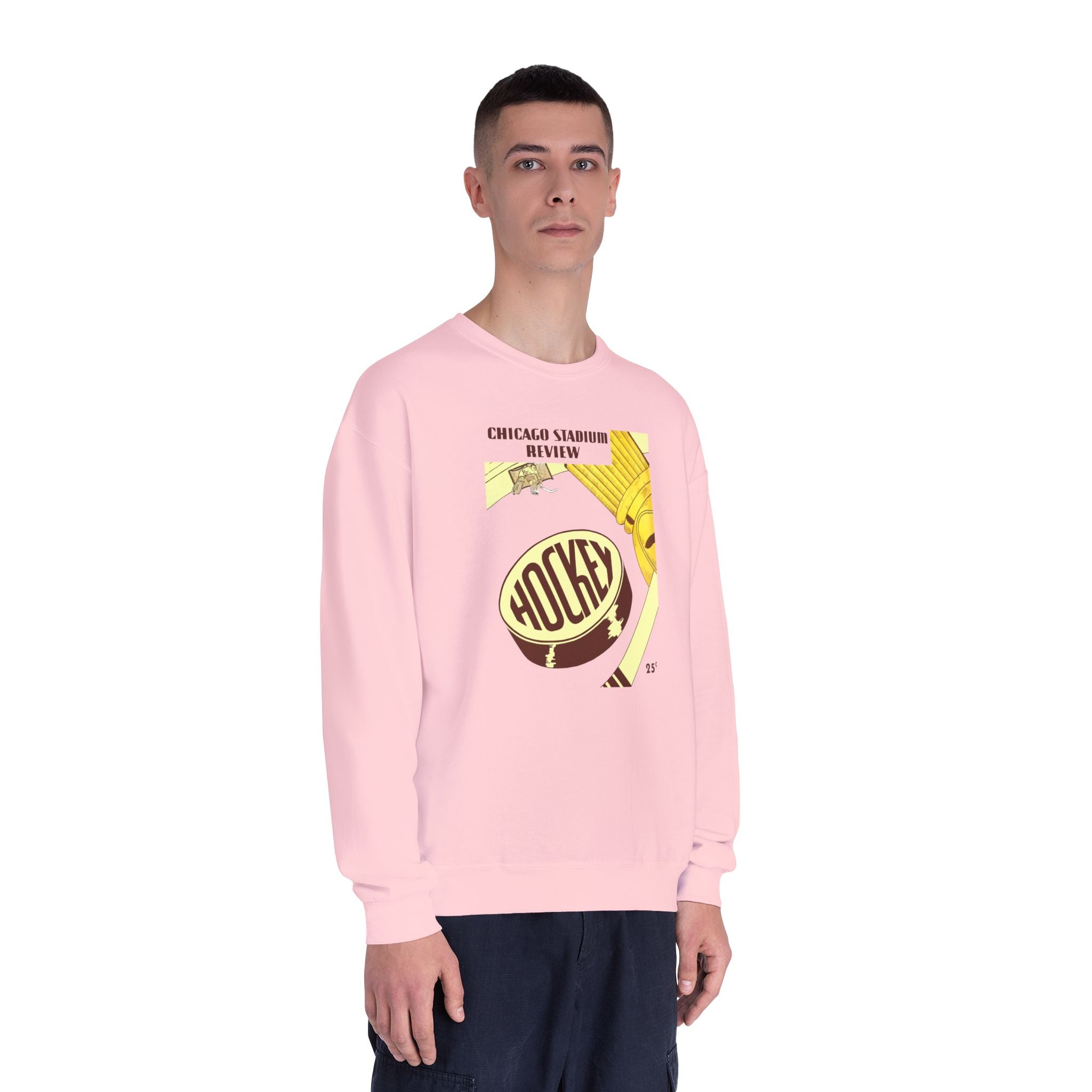 1947-1948 Vintage Chicago Black Hawks Hockey Program Cover  -  NuBlend® Crewneck Sweatshirt