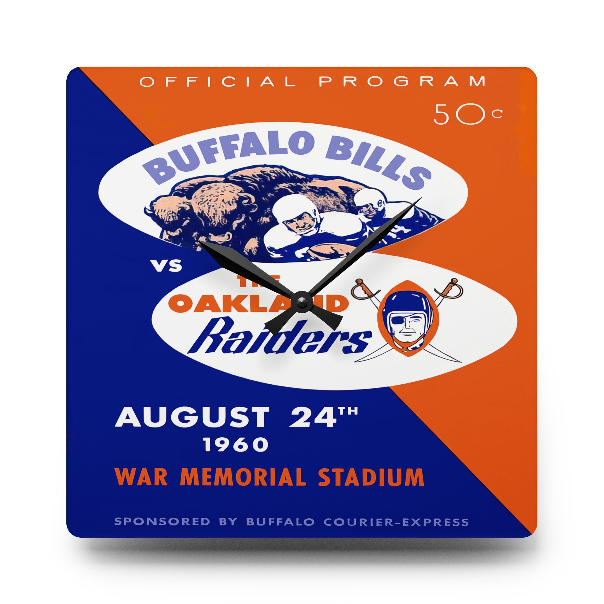 Buffalo Bills Football Wall Clock, Oakland Raiders Fan Gift, Sports Team Decor, Unique Home Accent, Sports Memorabilia, Football Fan Gift