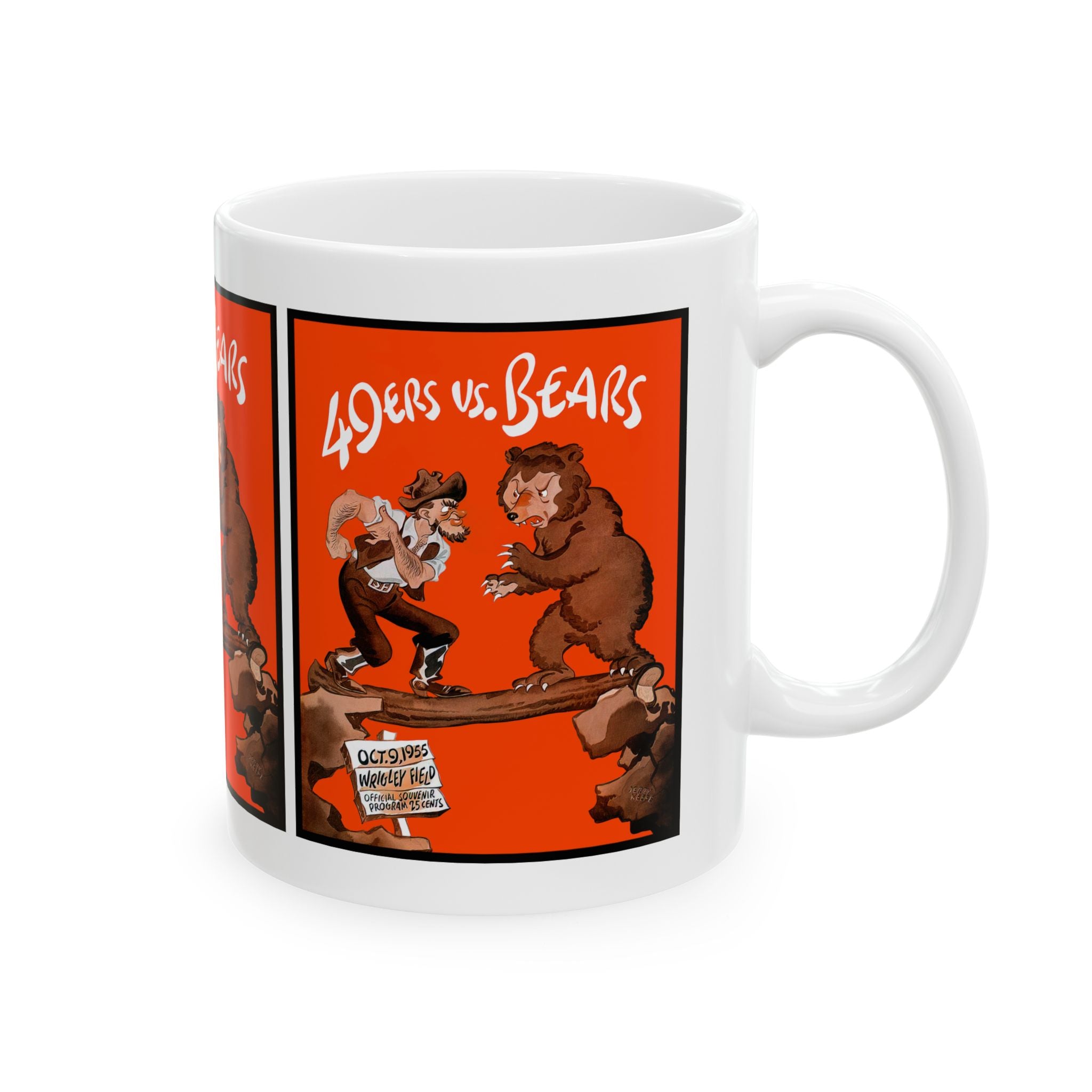 Vintage 1955 Chicago-San Francisco Football Program Ceramic Mug, 11oz - Sports Fan Gift, Coffee Cup, Tea Mug, Retro Sports