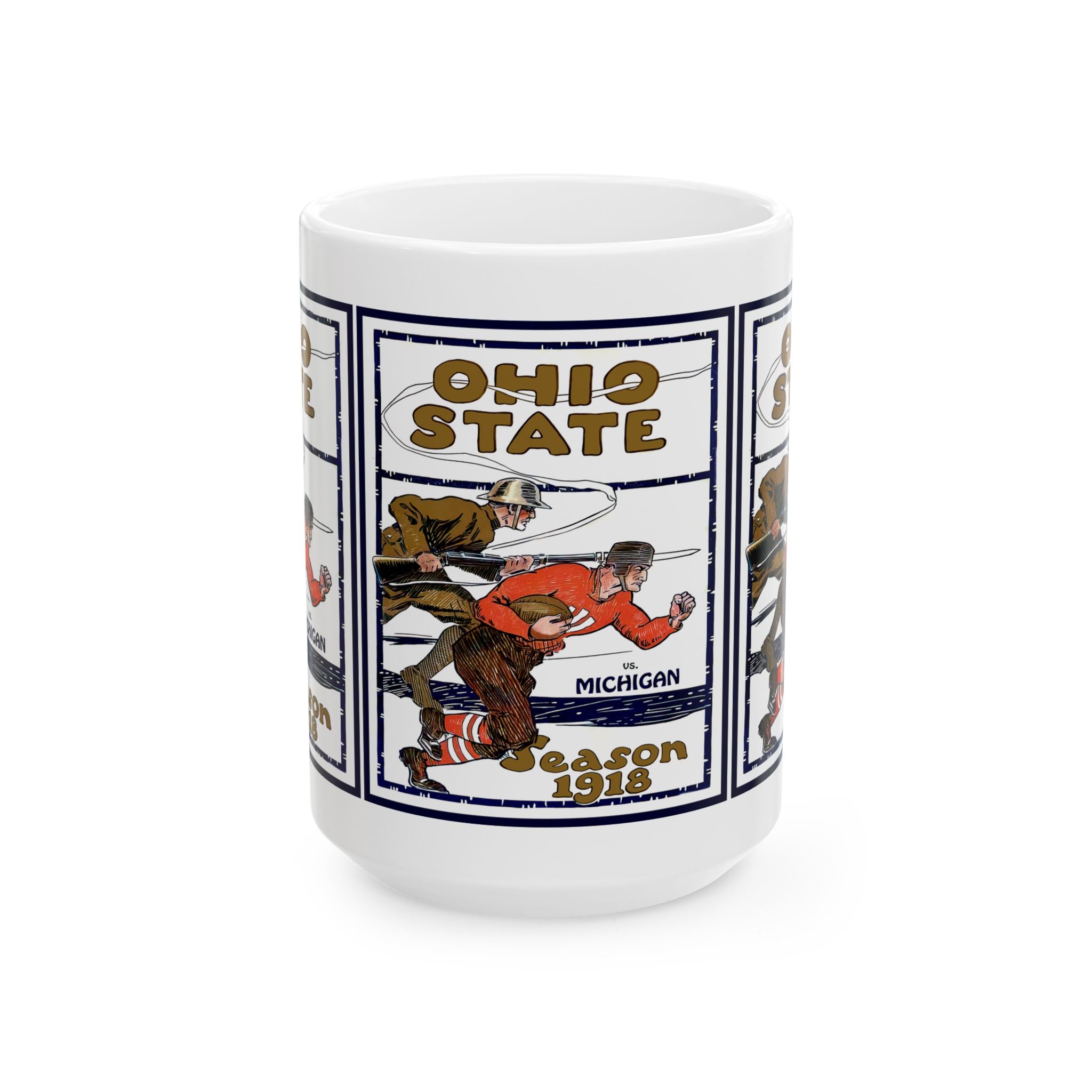 College Football Ceramic Mug, 1918 Ohio State Michigan Football, Sports Fan Gift, Football Fan Cup, Unique Pottery Mug, Game Day Drinkware