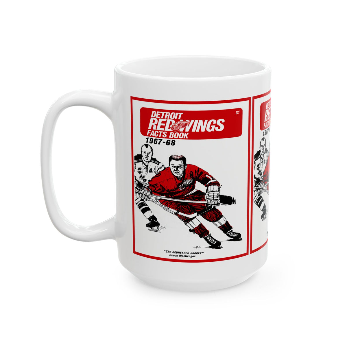 Vintage Detroit Red Wings Hockey Ceramic Mug, 1967-1968 Memorabilia, Coffee Cup Gift, Sports Fan Collectible, Hockey Team Logo Drinkware,