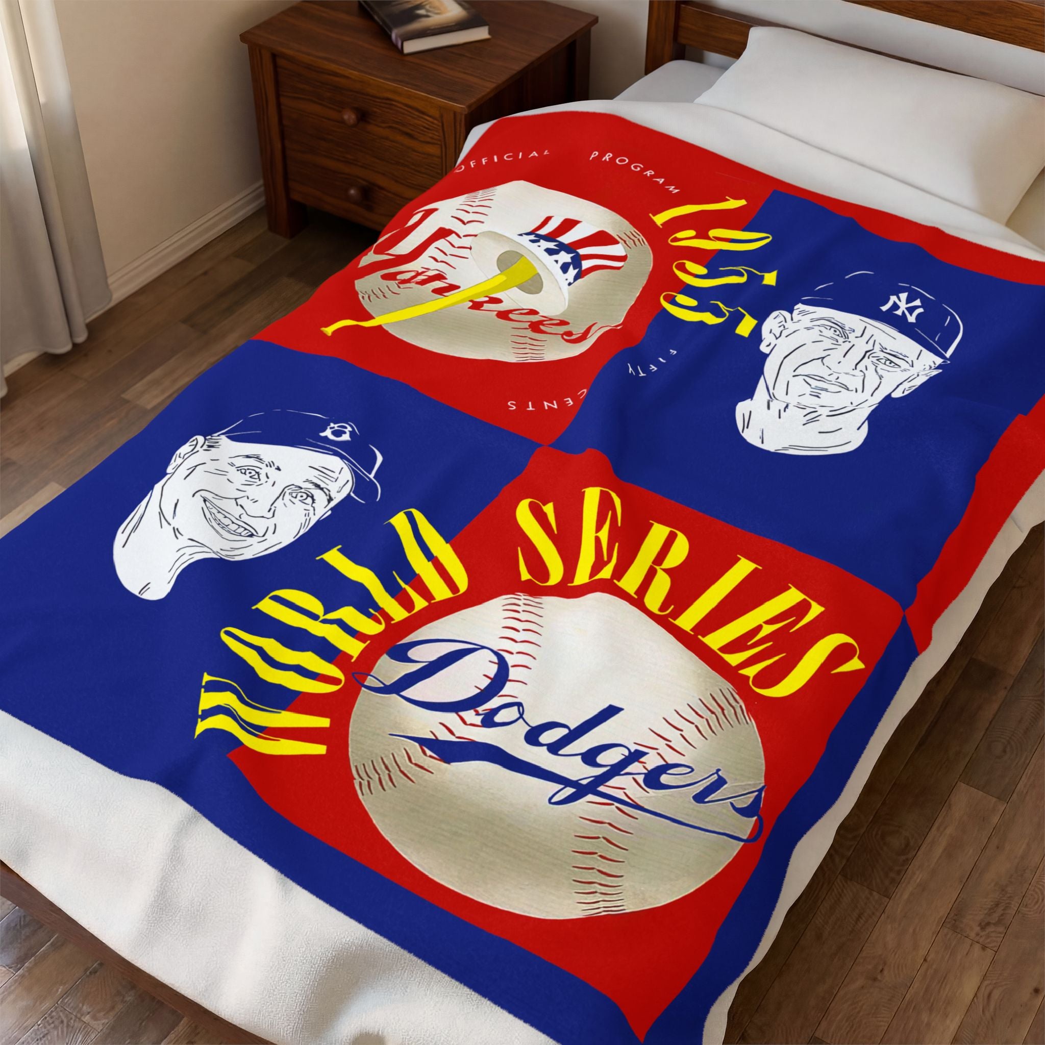 Throw Blanket 1955 Baseball World Series Dodgers Yankees Fan Gift, Stadium Game Night Decor, Cozy Sofa Couch Bedding, Vintage Sports
