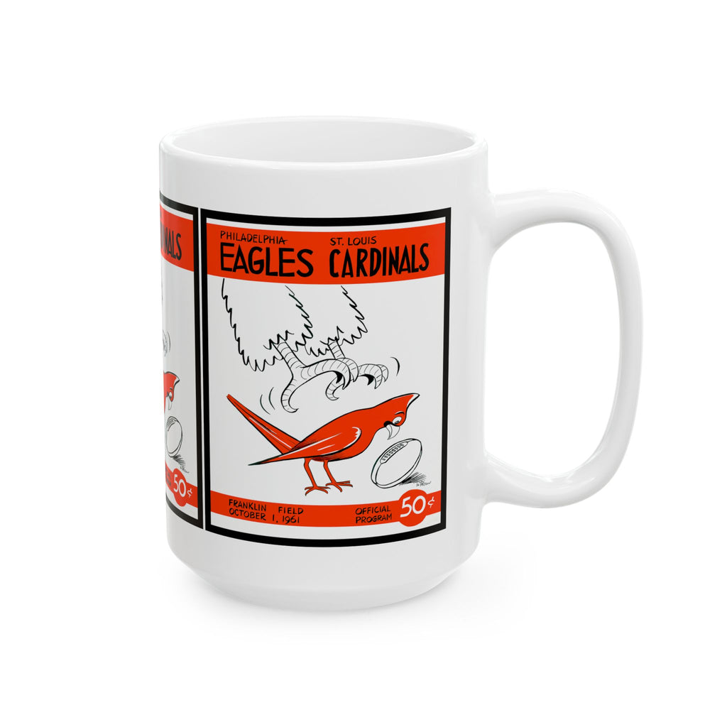 1961 Vintage Eagles - Cardinals Football Program Cover - Ceramic Mug, 11oz, 15oz