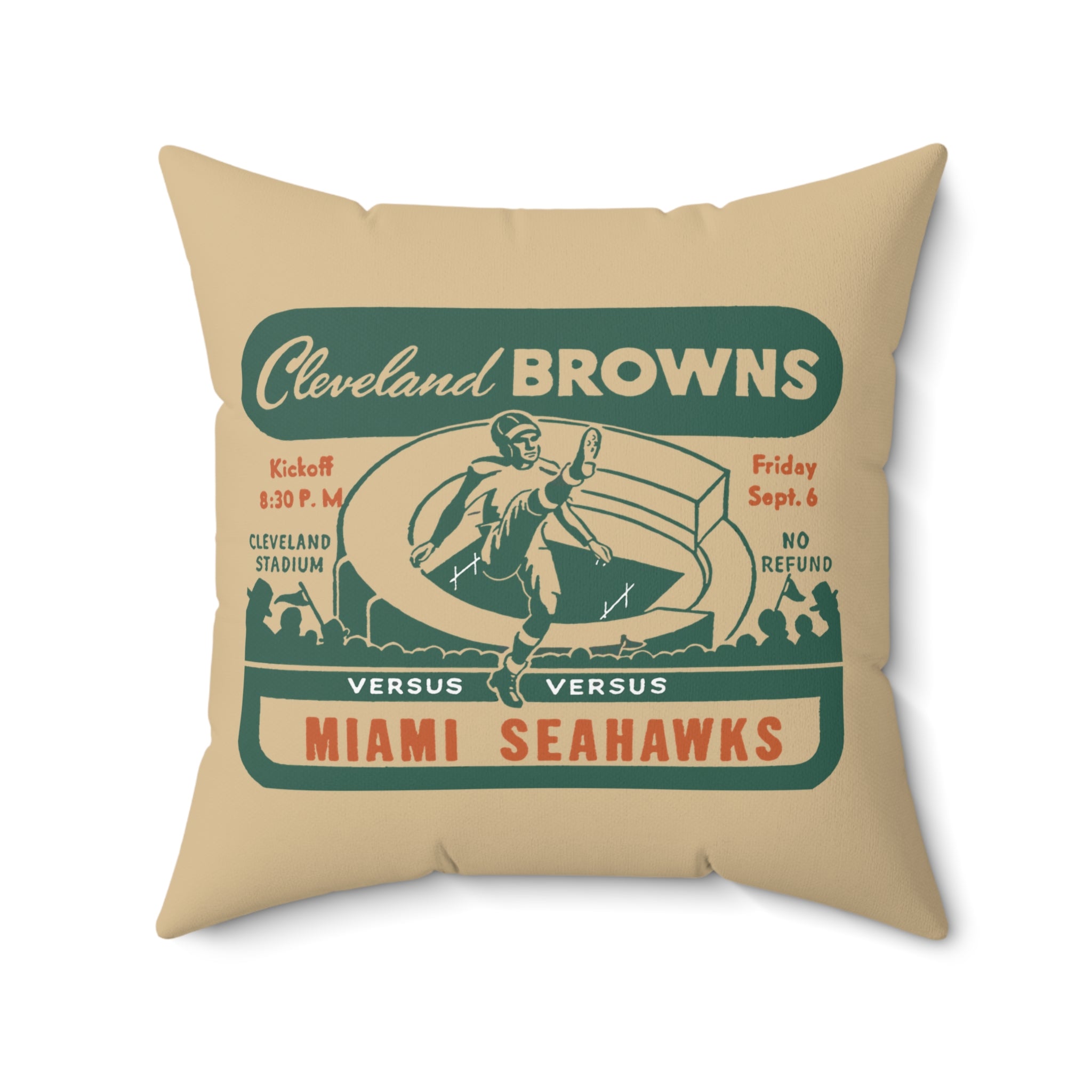 Vintage 1946 AAFC Cleveland Browns vs Miami Seahawks Football Indoor Throw Pillow