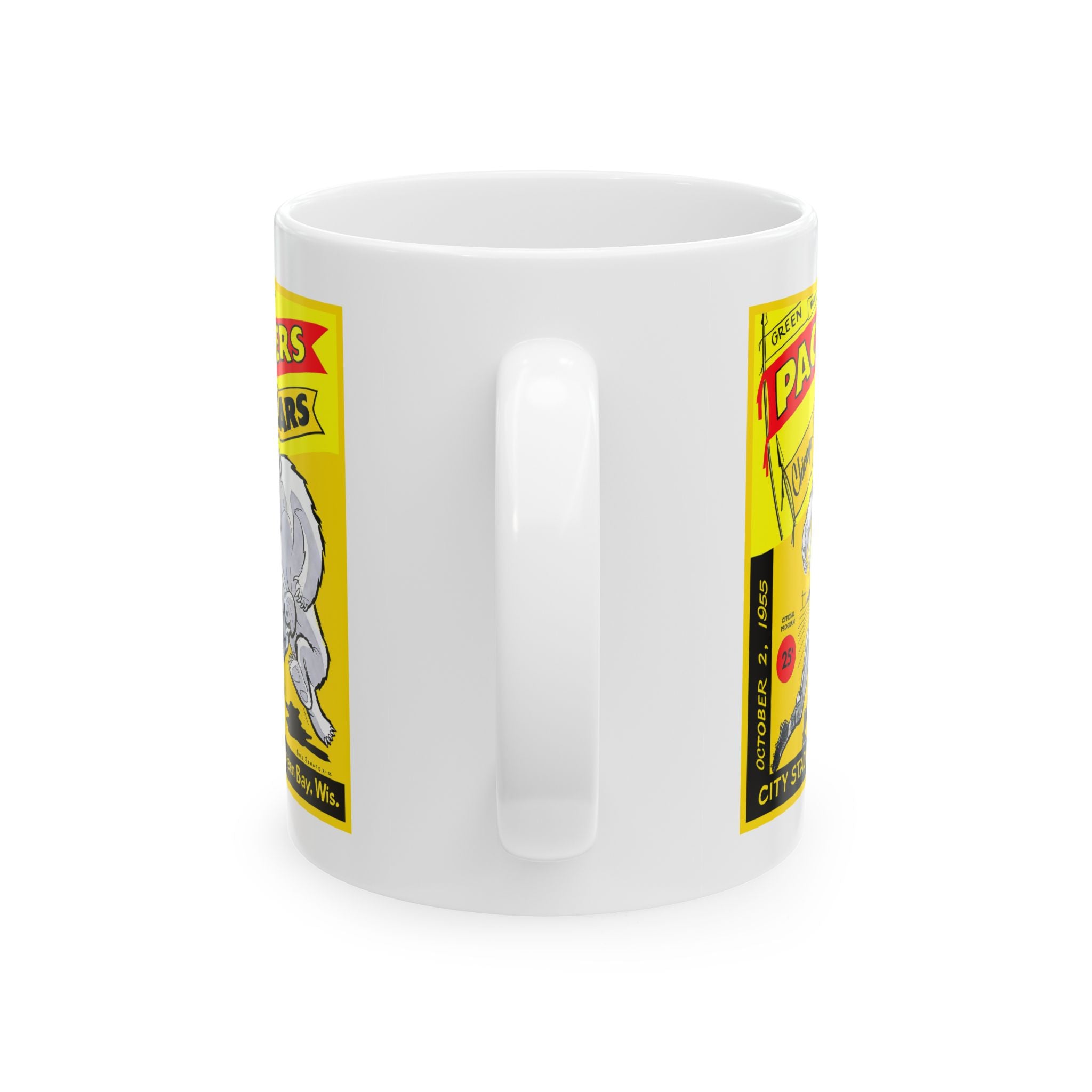 Sports Fan Ceramic Mug, 1955 Chicago Bears Green Bay Packers Football Team Gift, 11oz 15oz Cup, Football Decor, Coffee Tea Cup