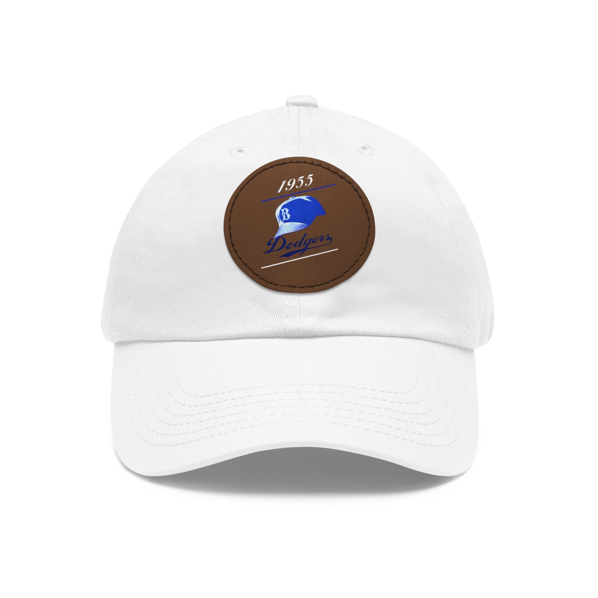 1955 Brooklyn Dodgers Baseball - Dad Hat with Leather Patch (Round)