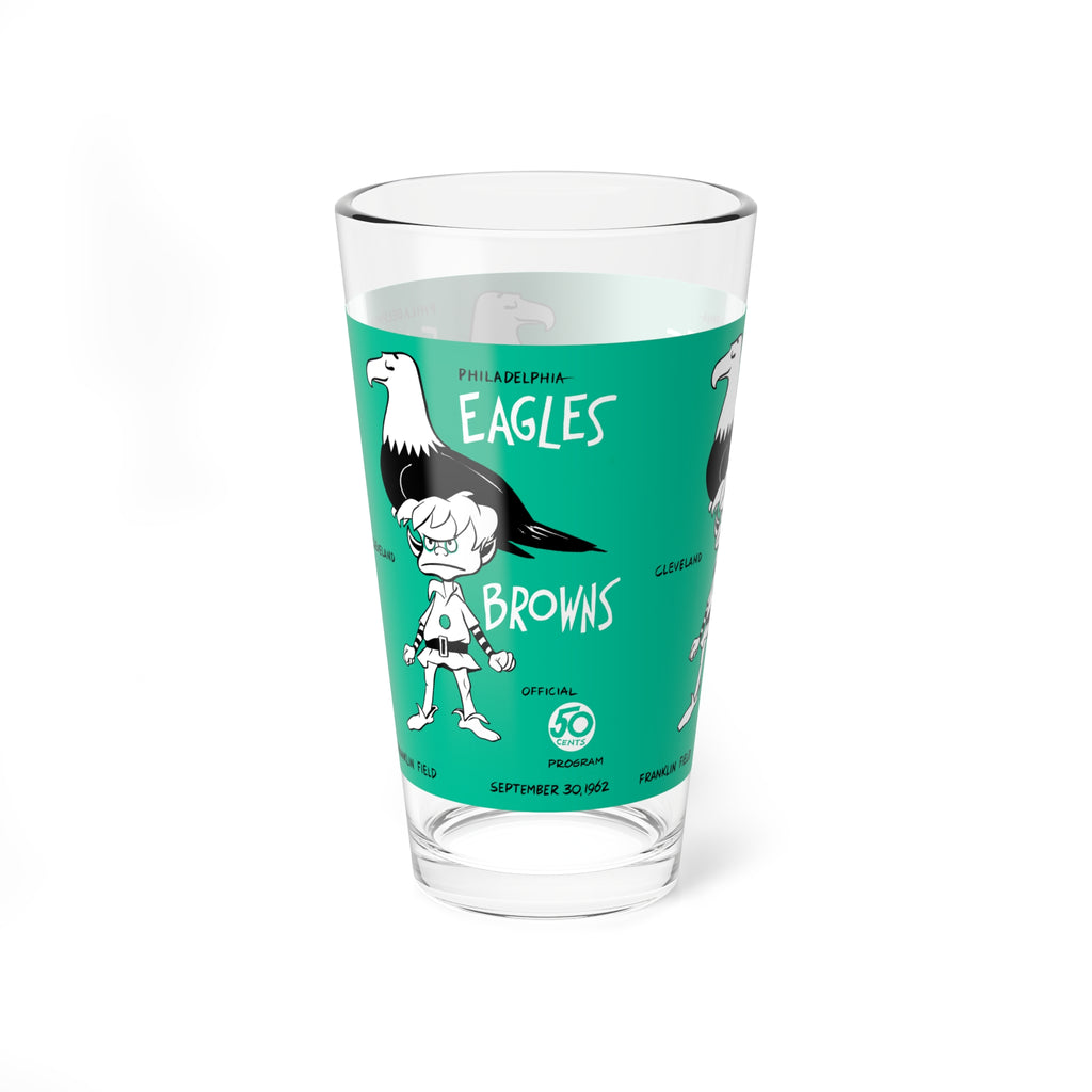 Pint Glass, 16oz - 1962 Philadelphia Eagles Football Browns, Vintage Drinkware for Football Fans, Retro Barware, Unique Gift for Football