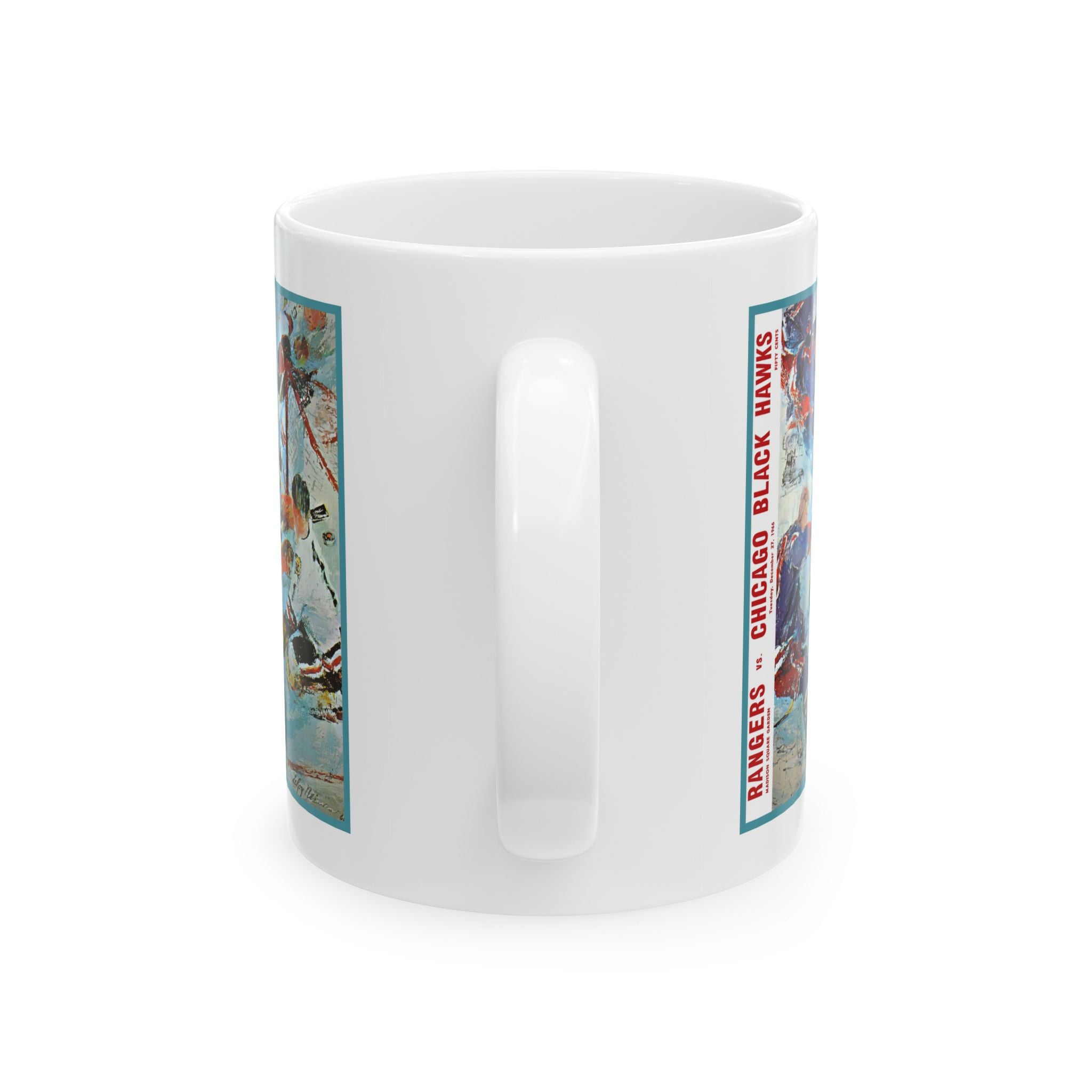 Vintage Hockey Ceramic Mug, 11oz, 15oz - 1966-1967 New York Rangers - Chicago Blackhawks Cup, Sports Fan Gift, Hockey Lover Present, Retro
