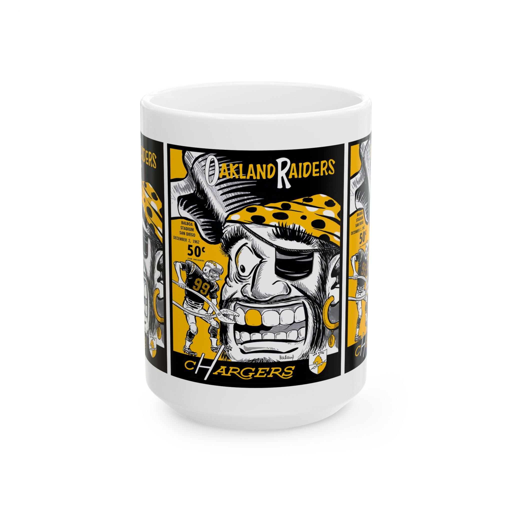 Ceramic Mug, 1962 Football Oakland Raiders-San Diego Chargers Coffee Cup, Sports Fan Gift, Team Logo, Game Day Mug, Football