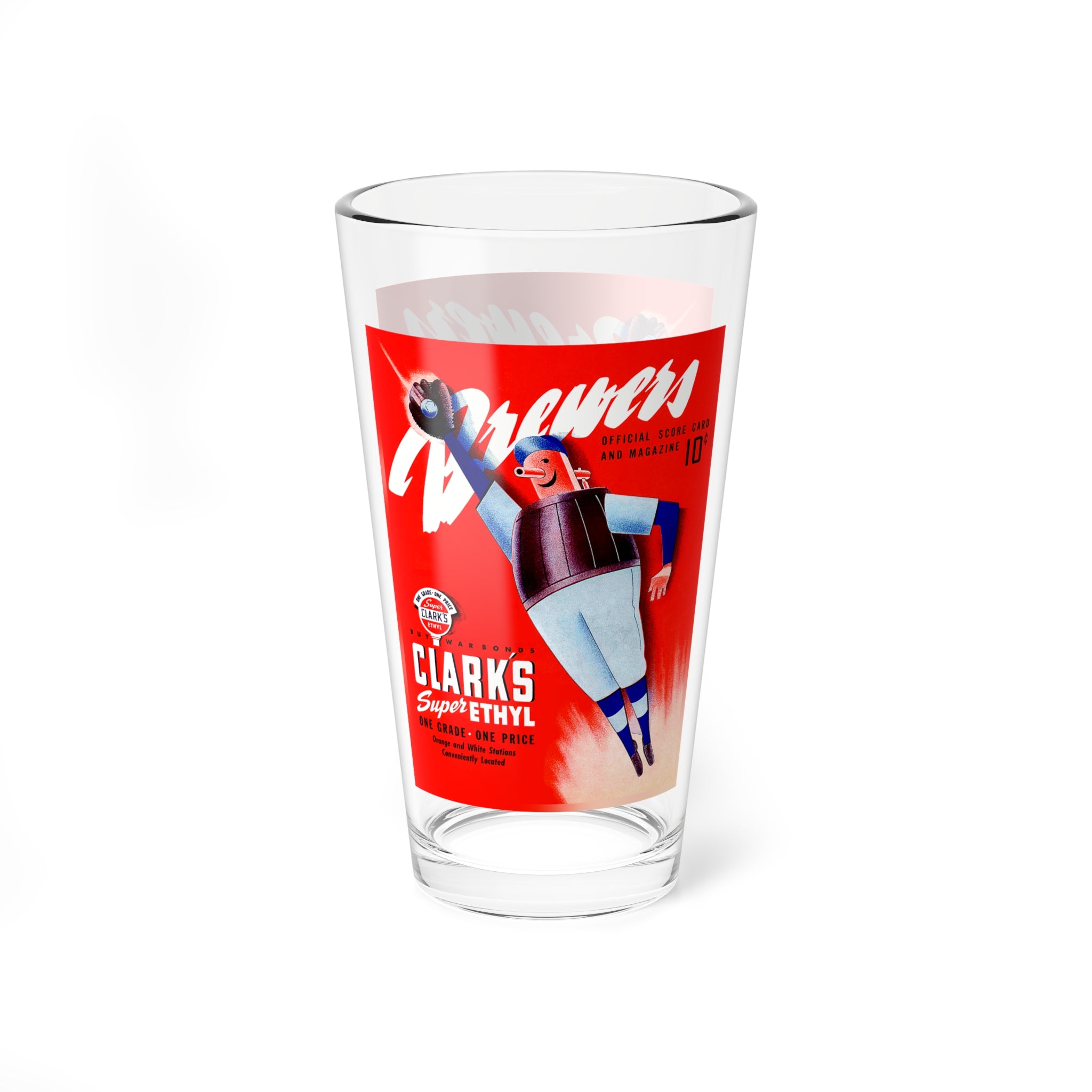 Mixing Glass, 16oz - Vintage 1944 Baseball Milwaukee Brewers Fan Gift, Unique Barware for Sports Enthusiasts - Mug, Beer Mug, Glassware,