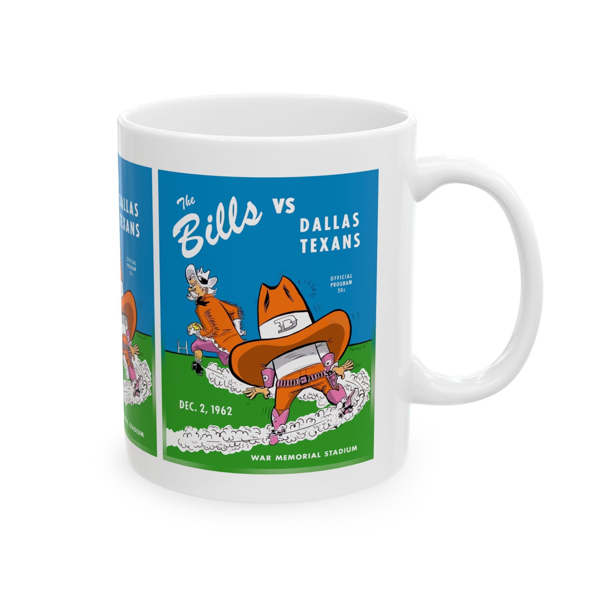 1962 Vintage Dallas Texans - Buffalo Bills Football Program Cover - Ceramic Mug, (11oz, 15oz)