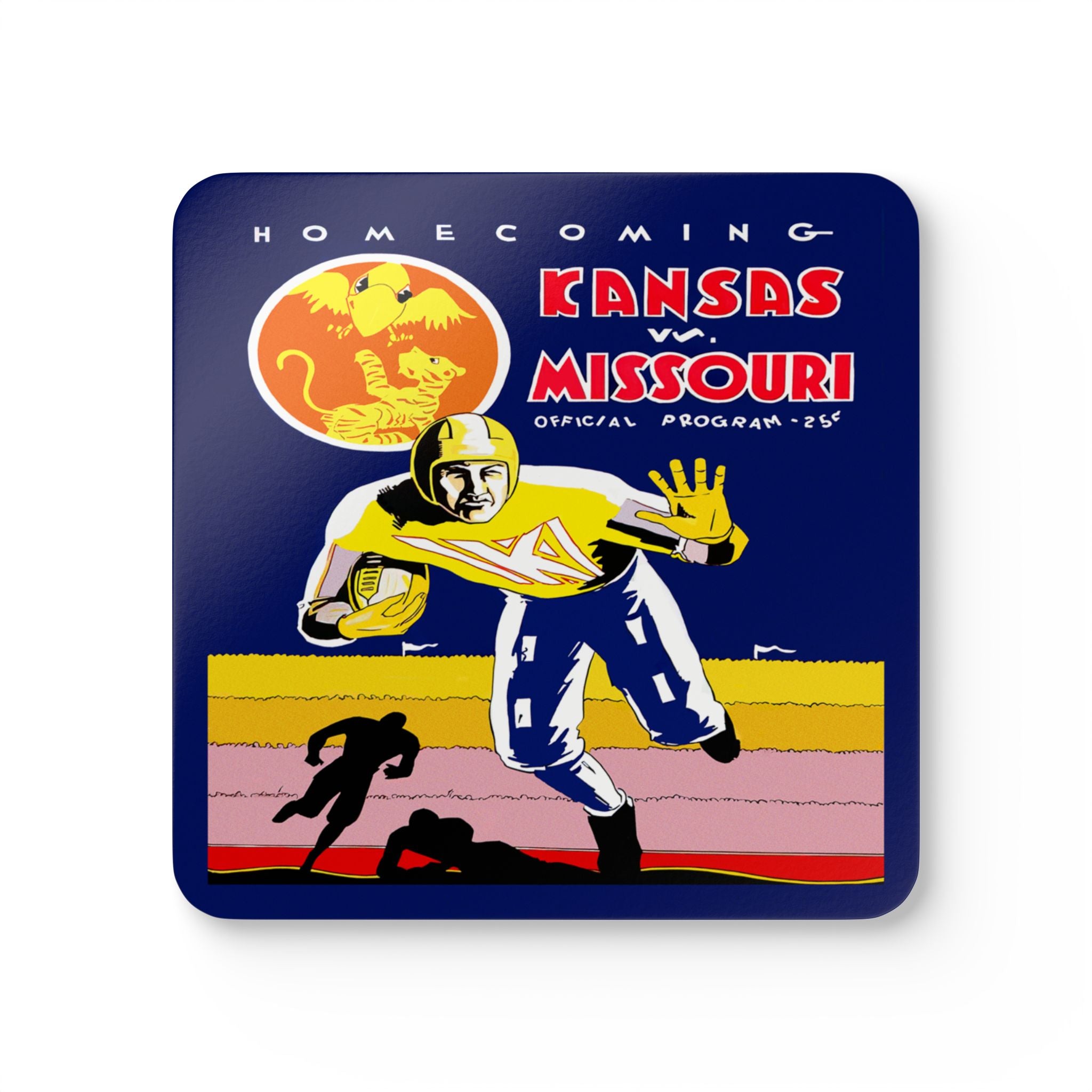1931 Vintage Kansas - Missouri Football Program Cover - Corkwood Coaster Set