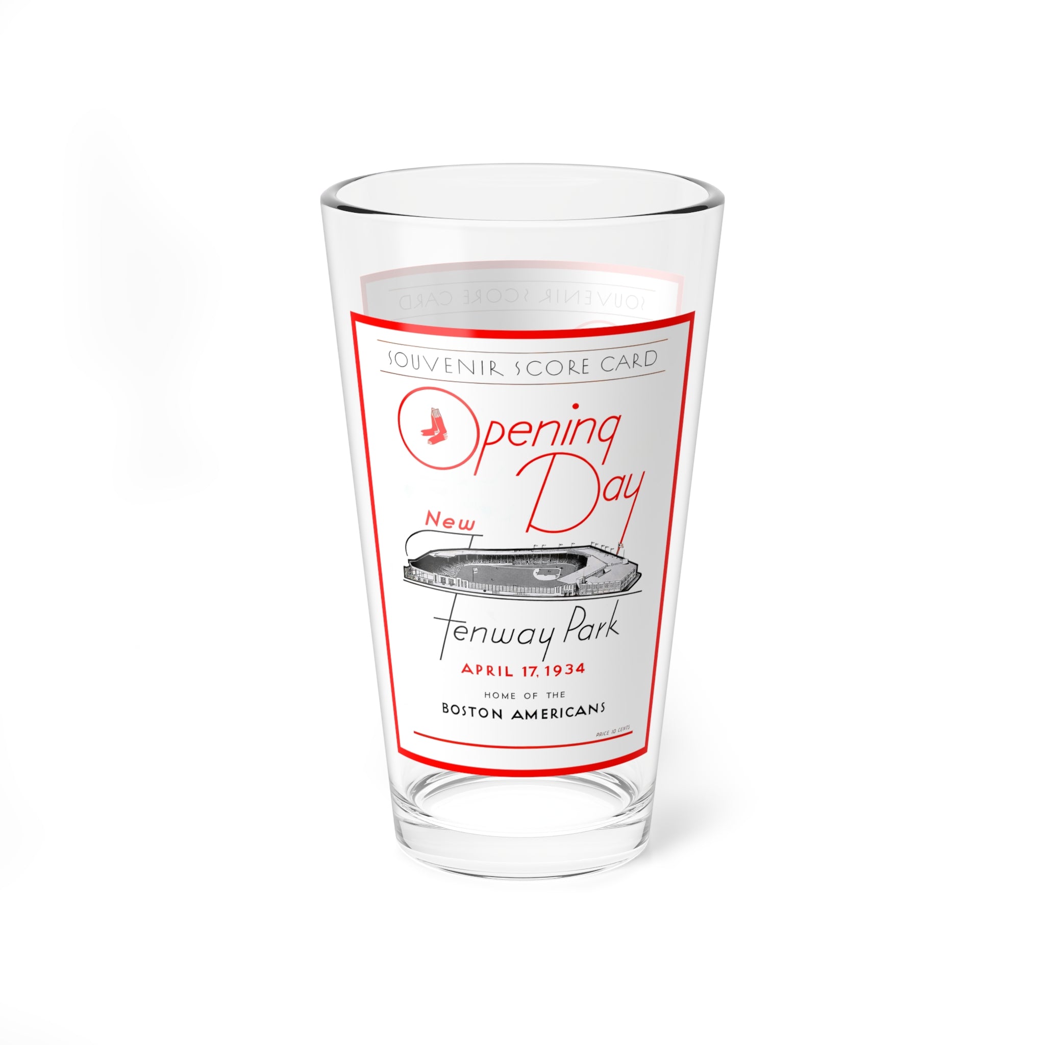 Mixing Glass, 16oz - 1934 Baseball Boston Red Sox, Boston Americans Opening Day, Gift for Baseball Fans, Sports Drinkware, Collectible