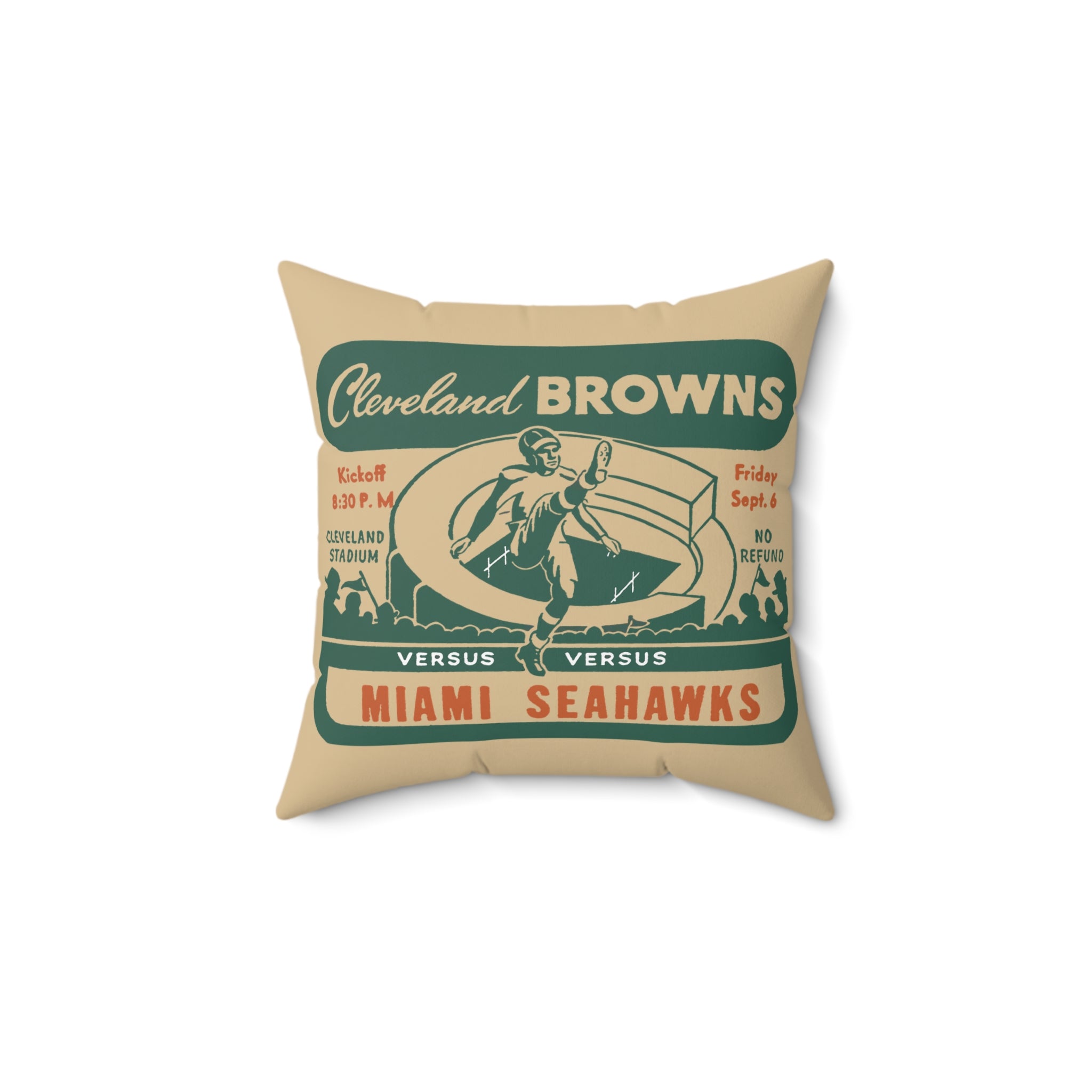 Vintage 1946 AAFC Cleveland Browns vs Miami Seahawks Football Indoor Throw Pillow