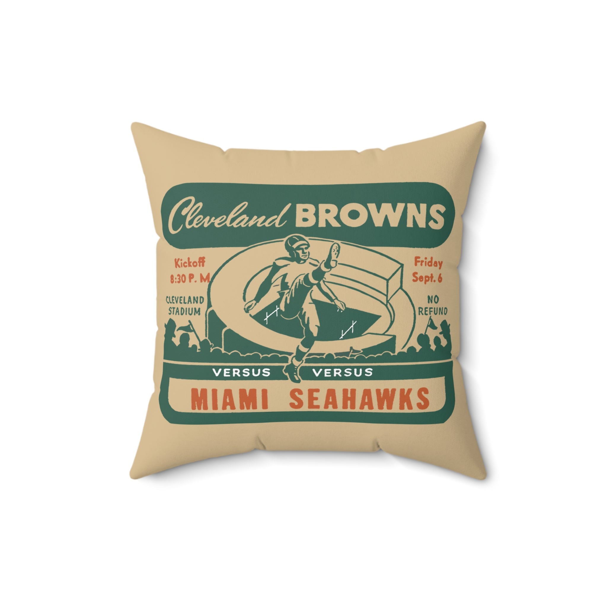 Vintage 1946 AAFC Cleveland Browns vs Miami Seahawks Football Indoor Throw Pillow
