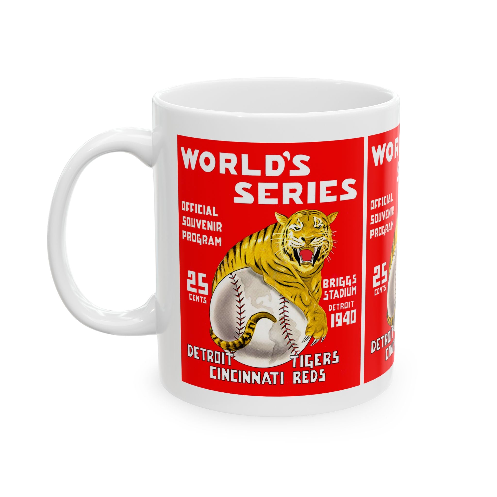 Baseball World Series Ceramic Mug, 1940 Detroit Tigers vs Cincinnati Reds Gift, Sports Fan Coffee Cup, Baseball Memorabilia, 11oz 15oz