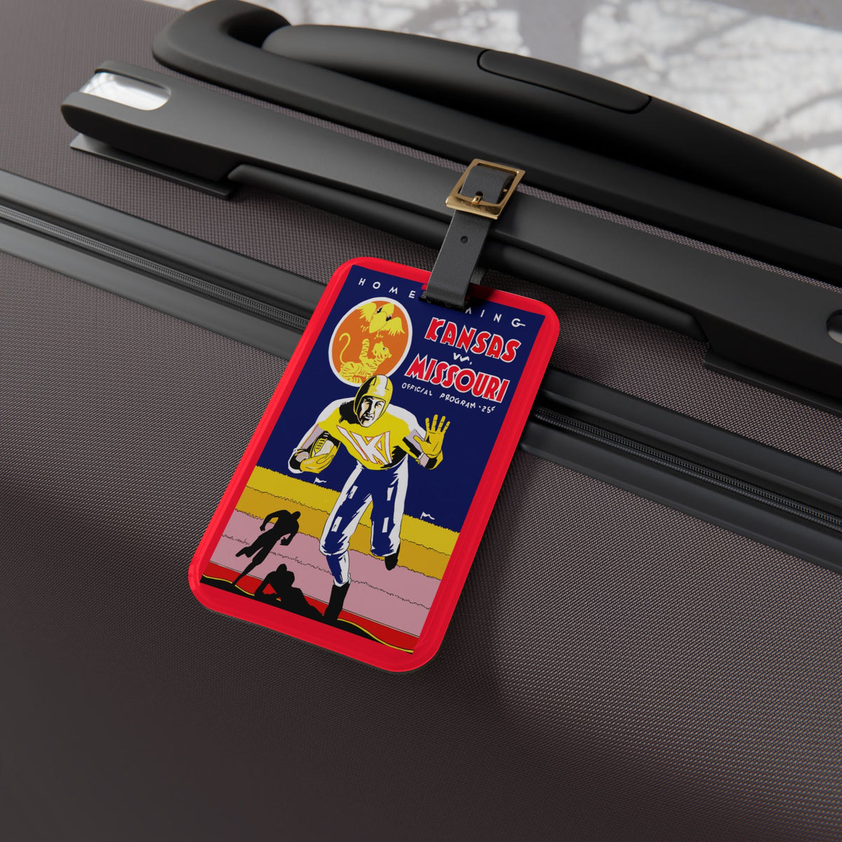 1931 Football Vintage Poster Luggage Tag — Kansas vs Missouri Homecoming
