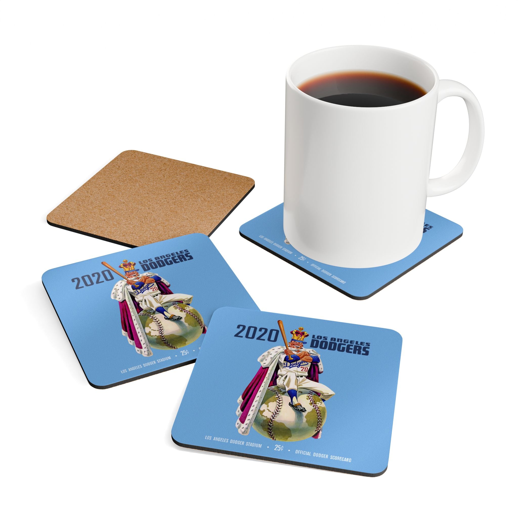 2020 Los Angeles Dodgers World Series Champions - Corkwood Coaster Set