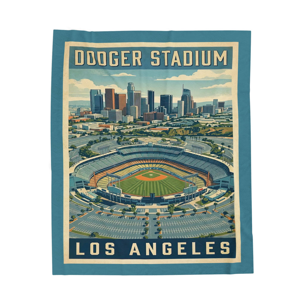 WPA Style Los Angeles Baseball Dodger Stadium Blanket | Velveteen Plush