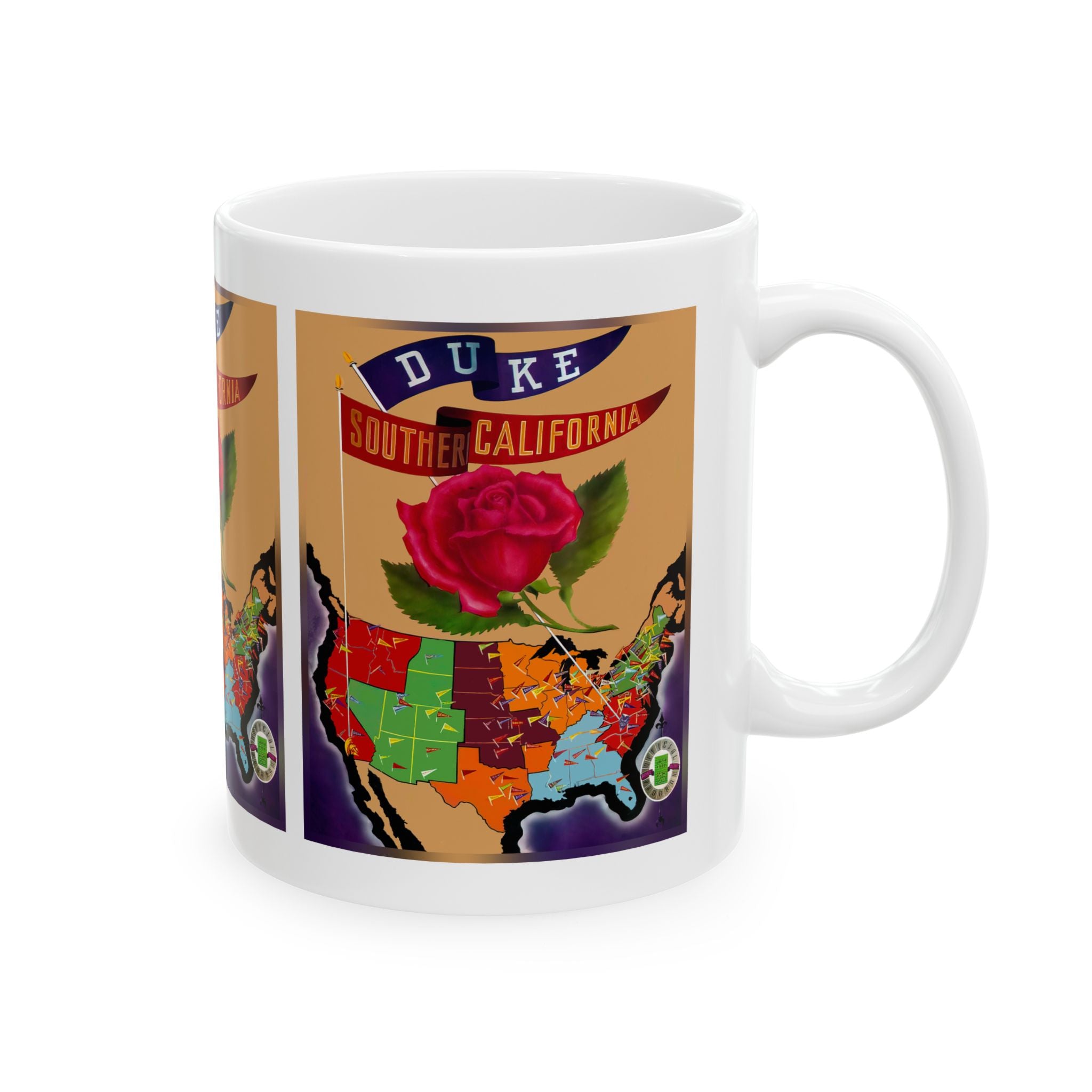 1939 Vintage Rose Bowl - Duke Blue Devils - Southern California Trojans Football Program Cover - Ceramic Mug, 11oz