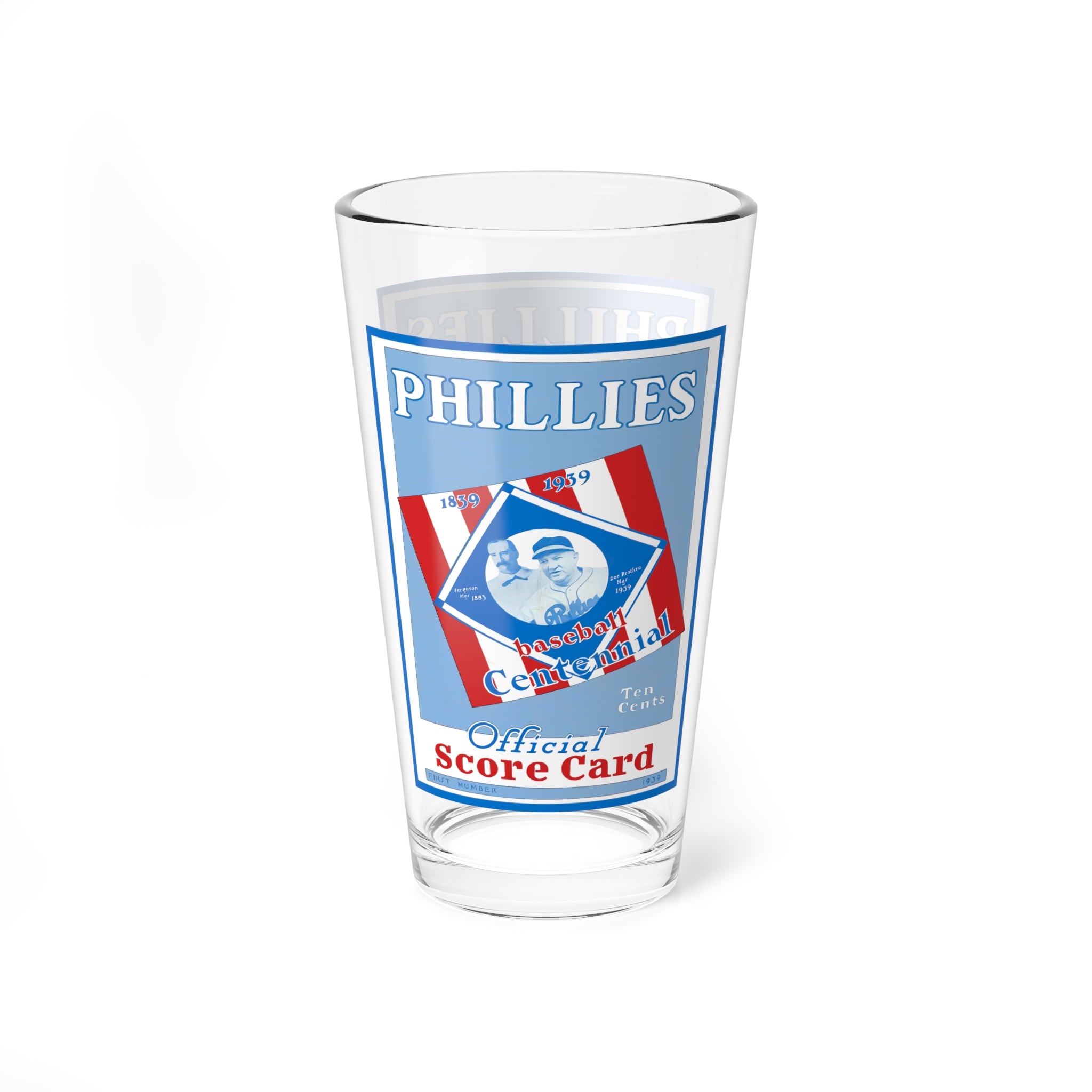 Mixing Glass, 16oz - 1939 Baseball Phillies Vintage Sports Barware, Baseball Fan Gift, Sports Memorabilia, Philadelphia Phillies Souvenir,