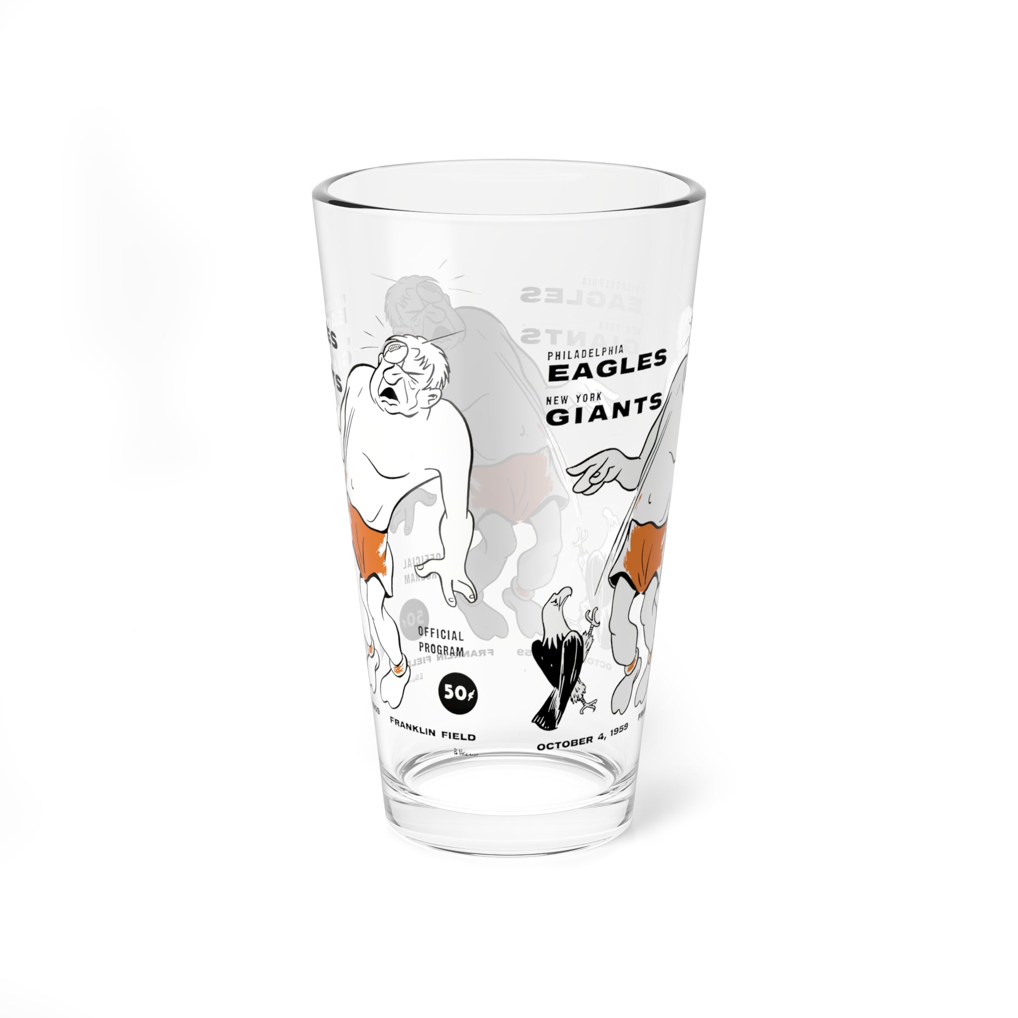 1959 Vintage New York Giants- Philadelphia Eagles Football Program Cover -  Pint Glass, 16oz