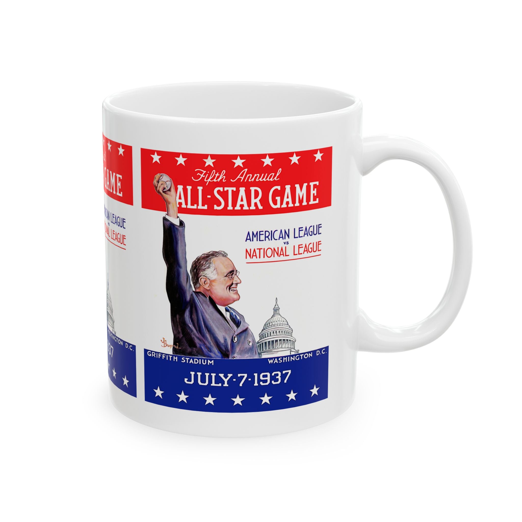 1937 Vintage All-Star Baseball Game - Washington DC - Program Cover - Ceramic Mug, 11oz
