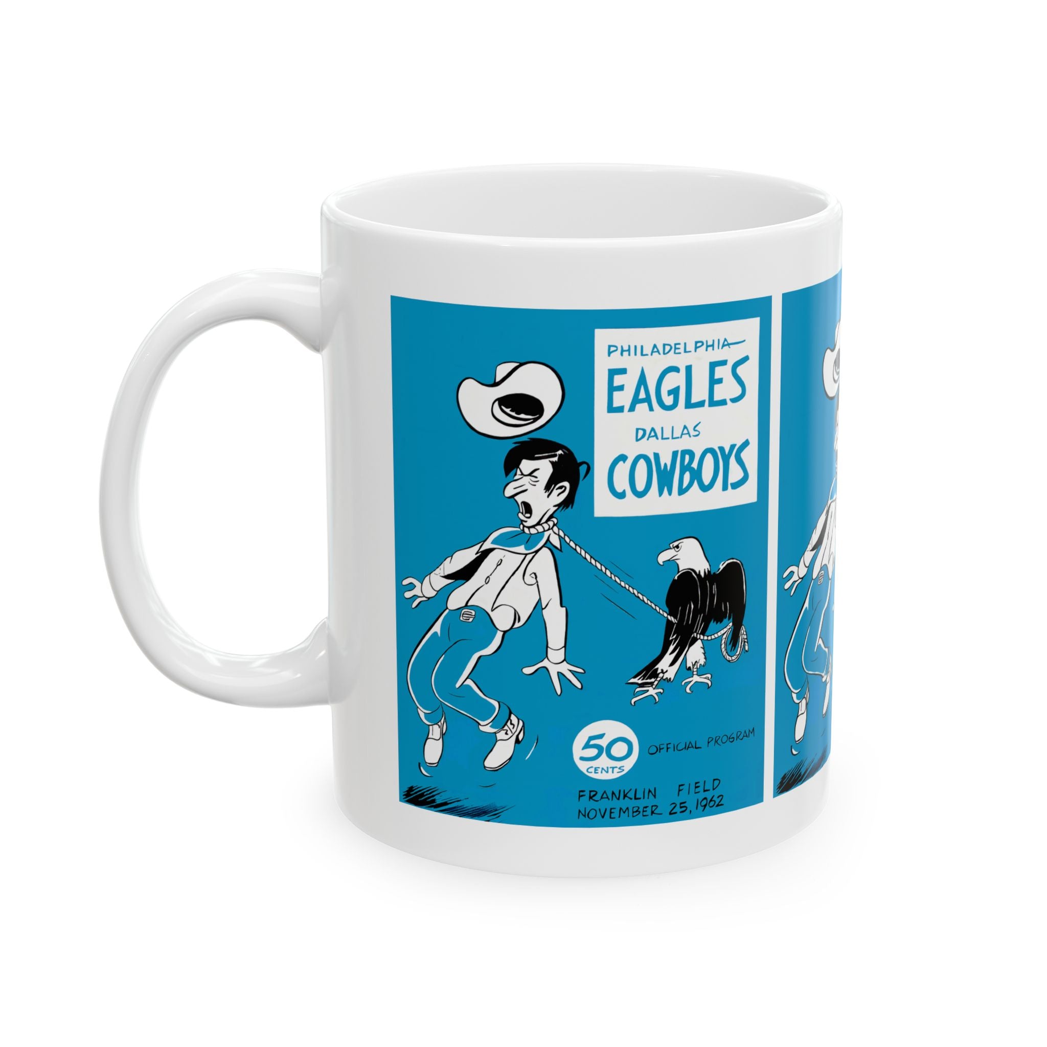 Vintage Dallas Cowboys - Philadelphia Eagles Ceramic Mug, 11oz 15oz, Football Program Cover Memorabilia Gift, Collectible Cup, Sports Fan