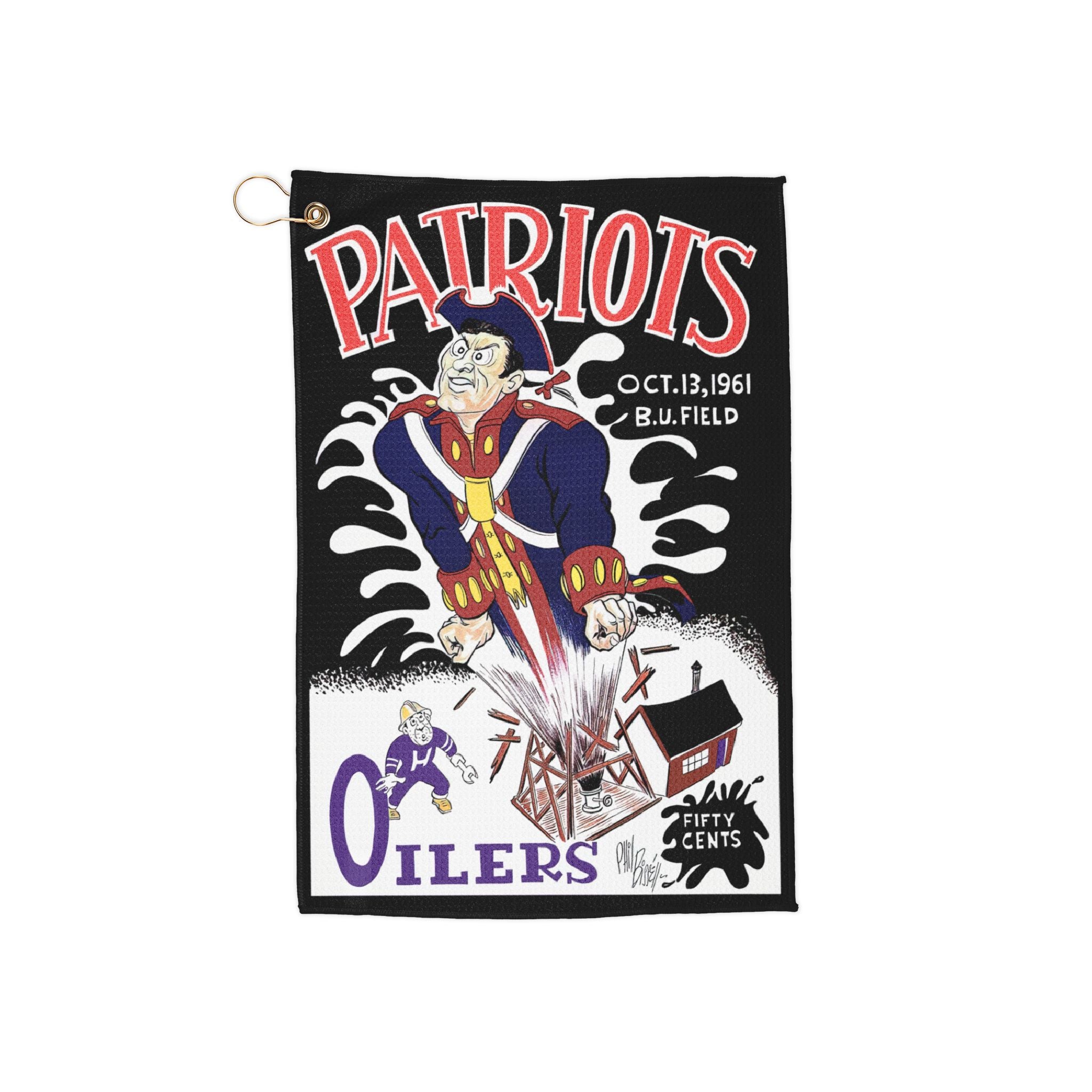 Sports Towel, 1961 Football Boston Patriots-Houston Oilers Design, Golfing Gift, Gym Towel, Workout Accessories, Sports Fan Decor, Golf