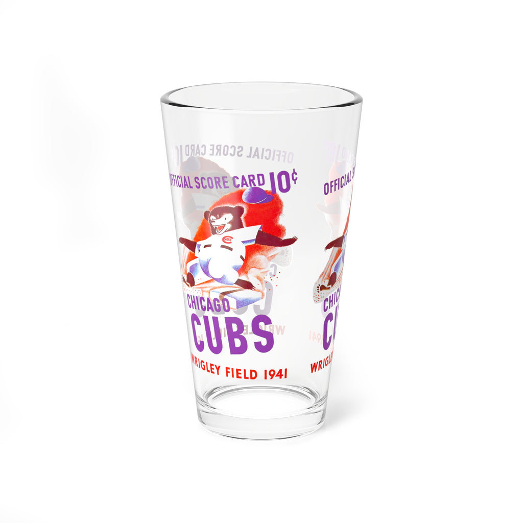 1941 Vintage Chicago Baseball Program Cover - Sliding Bear  -  Pint Glass, 16oz