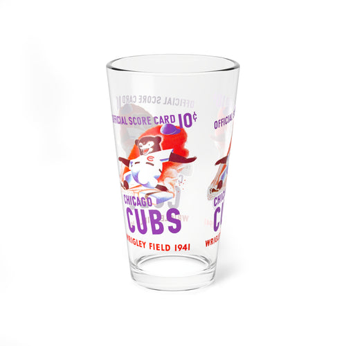 1941 Vintage Chicago Baseball Program Cover - Sliding Bear  -  Pint Glass, 16oz